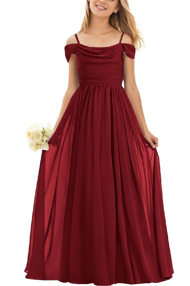 Elegant Floor-Length Chiffon Junior Bridesmaid Dress for Weddings | Formal Occasions & Special Events | B0DFVKW1HW