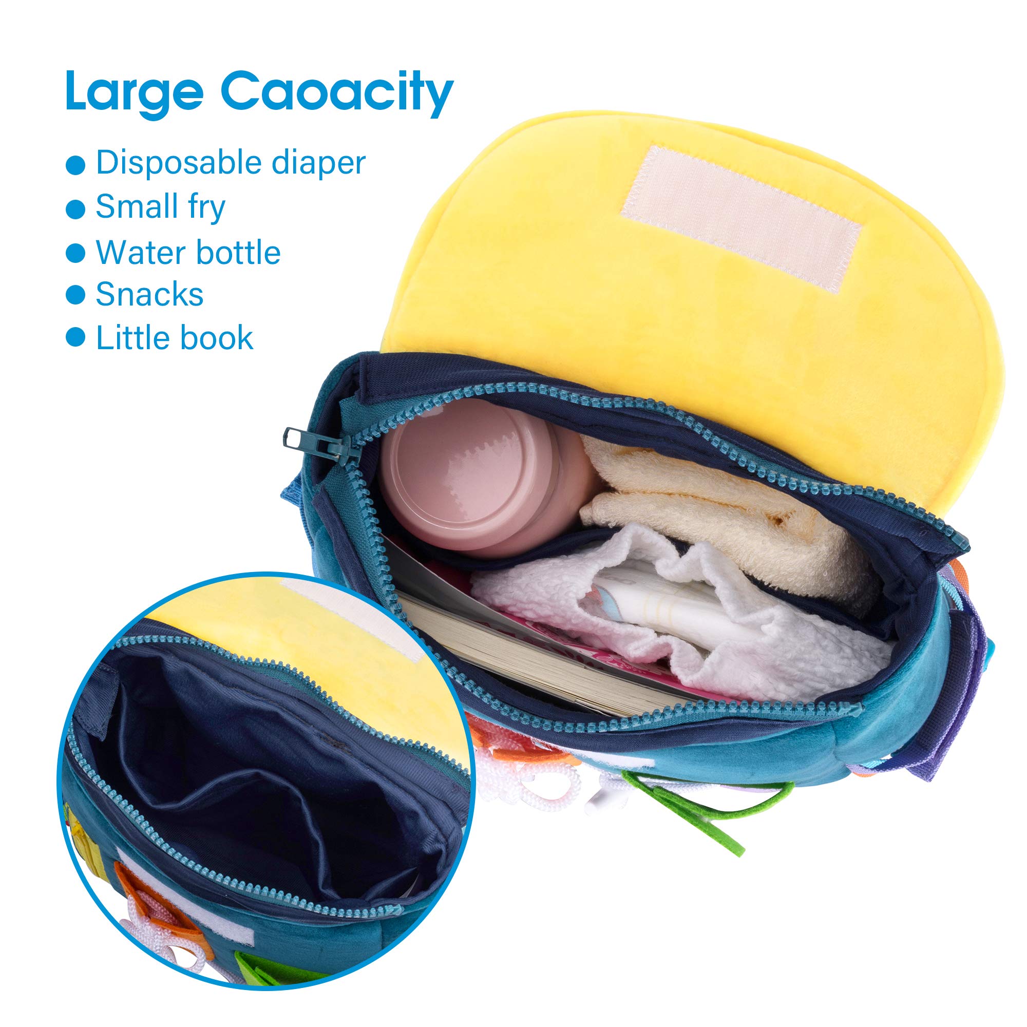 Busy Board for Toddlers - Educational Backpack with Buckles & Learning Activity Toys - Develop Fine Motor & Life Skills - Learn to Tie Shoes - Perfect Travel Toy for Kids - Ideal for Airplane, Car Rides & Preschool Learning