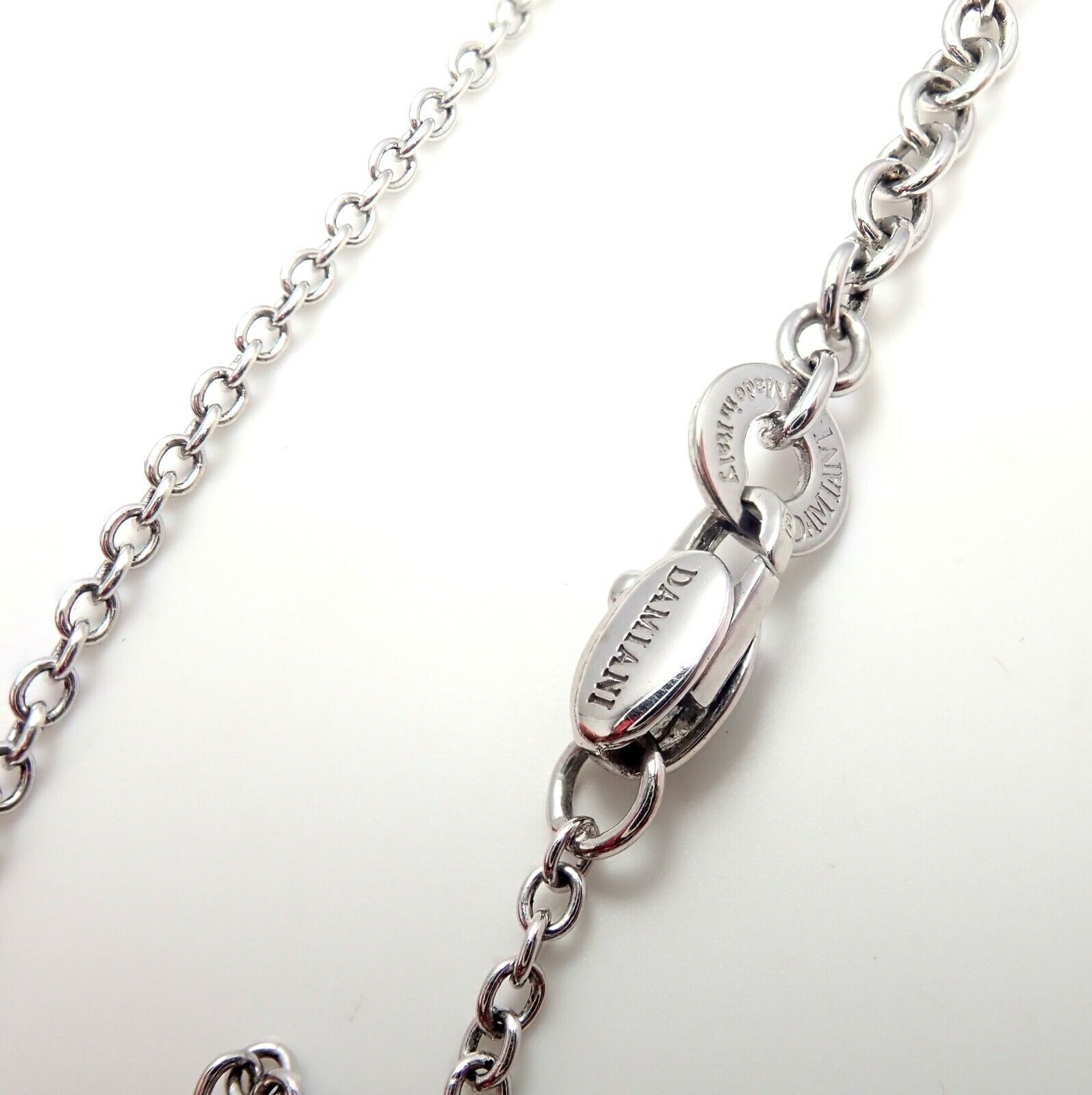 Luxury Damiani 18K White Gold 6ctw Diamond Spiral Teardrop 3 Motif Necklace - Elegant Jewelry for Women, Perfect for Weddings, Anniversaries & Special Occasions