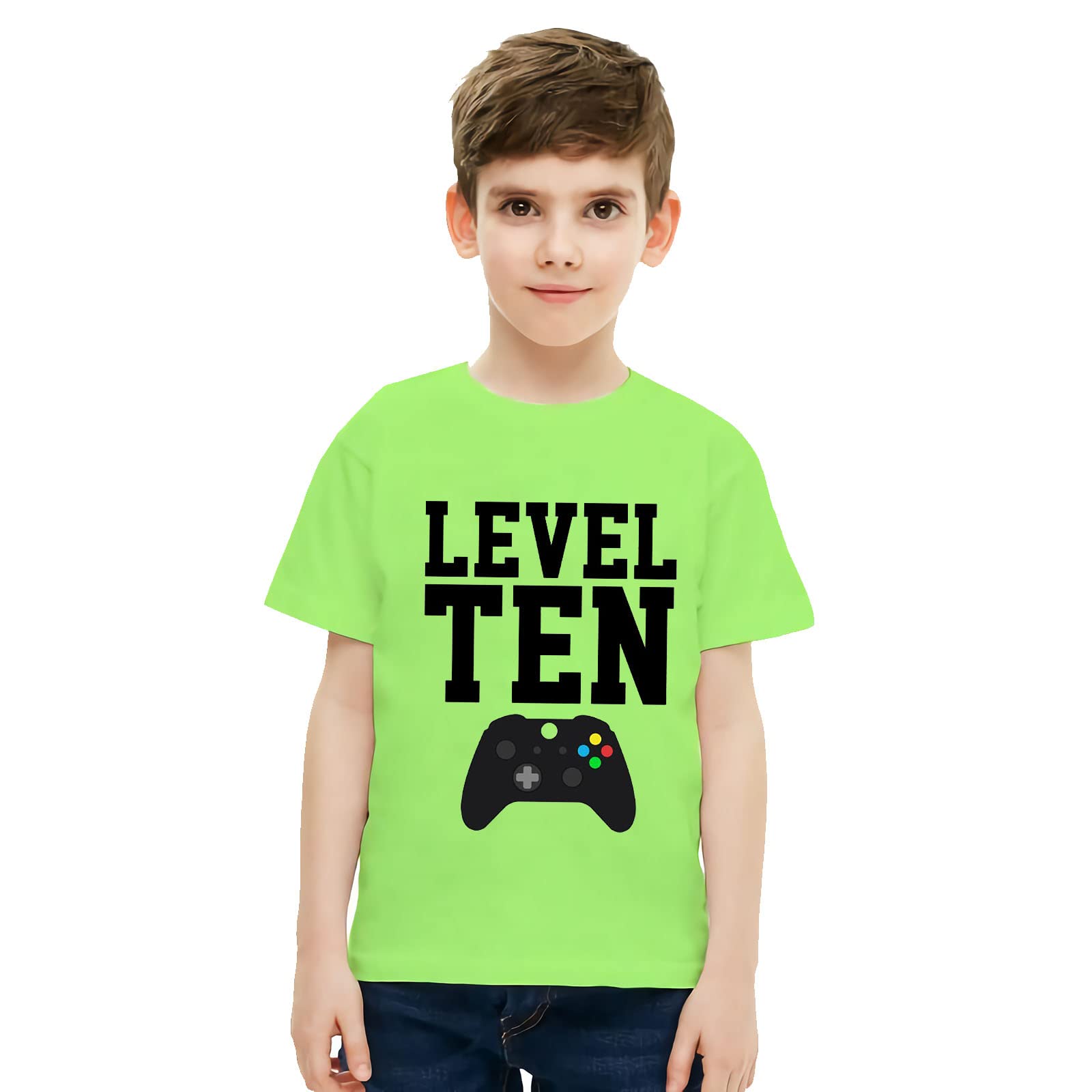 Level 10 Gamer T-Shirt for Boys - 10th Birthday Gift - Youth Short Sleeve Tee (Sizes 5T-10T) - Perfect for Gaming Parties & Birthday Celebrations