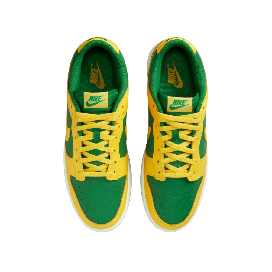 Nike Dunk Low Retro Reverse Brazil Sneakers - Apple Green, Yellow Strike & White Colorway | Stylish & Comfortable for Casual Wear, Street Fashion & Sneaker Collectors