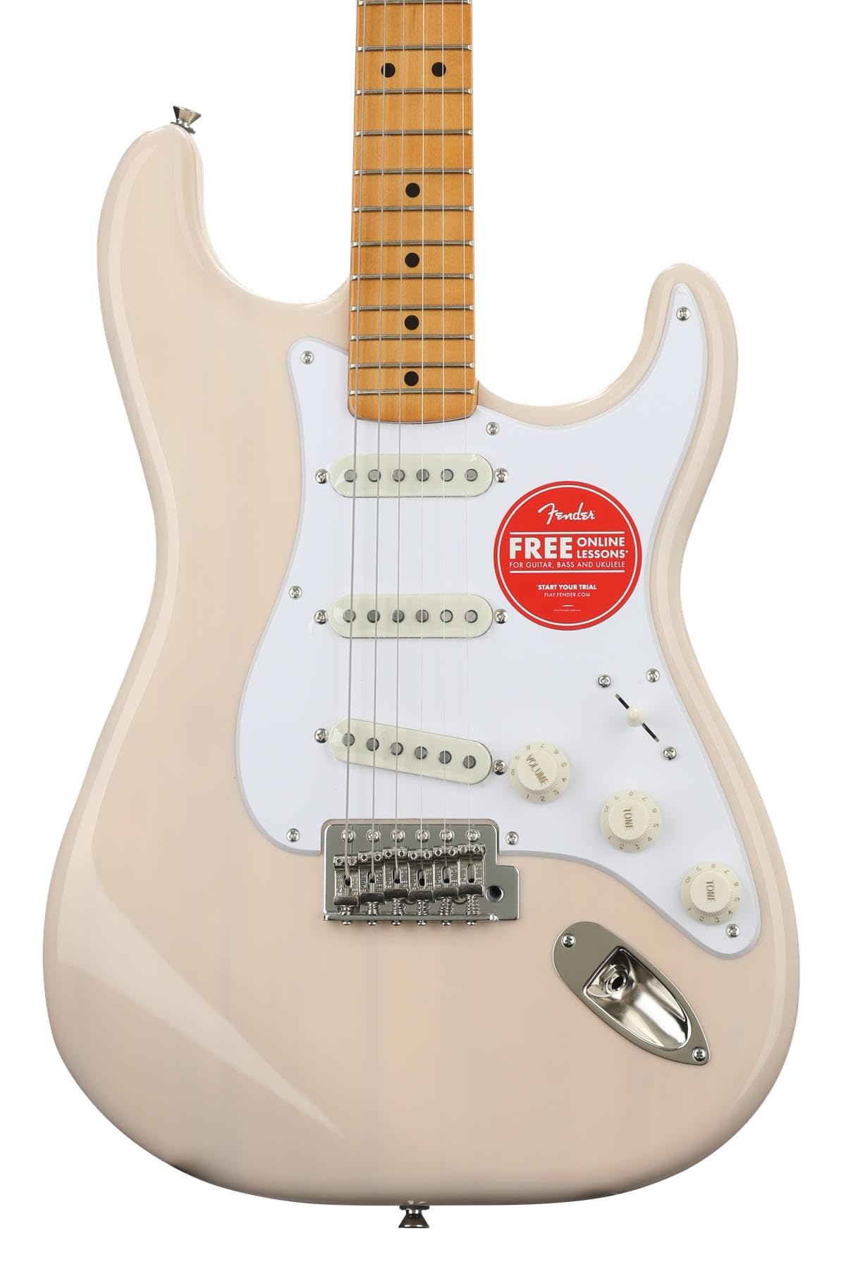 Squier Classic Vibe 6-String Solid Body Electric Guitar - Right-Handed, White Blonde Finish (Model 0374005501) | Perfect for Beginners, Home Recording & Live Performances