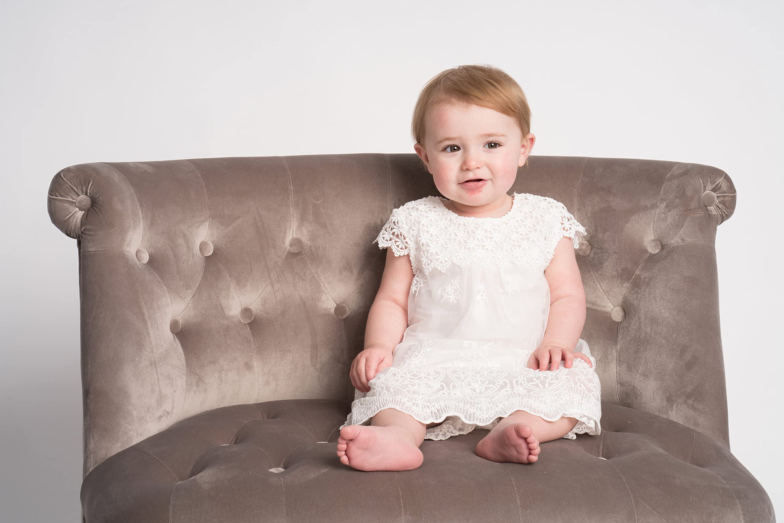 Cutiego Vintage Crochet Lace Flower Girl Dress for Toddlers - Perfect for Weddings, Baptisms & Special Occasions