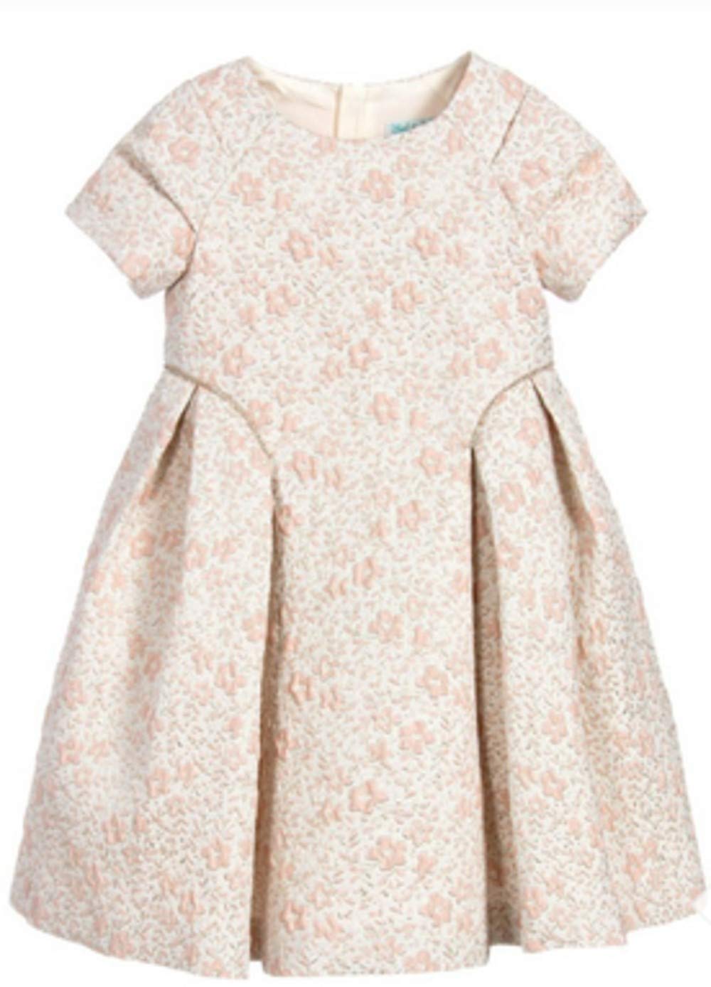 Mayoral Girls' Shiny Pink & Gold Jacquard Floral Party Dress - Perfect for Birthday, Holiday & Special Occasions
