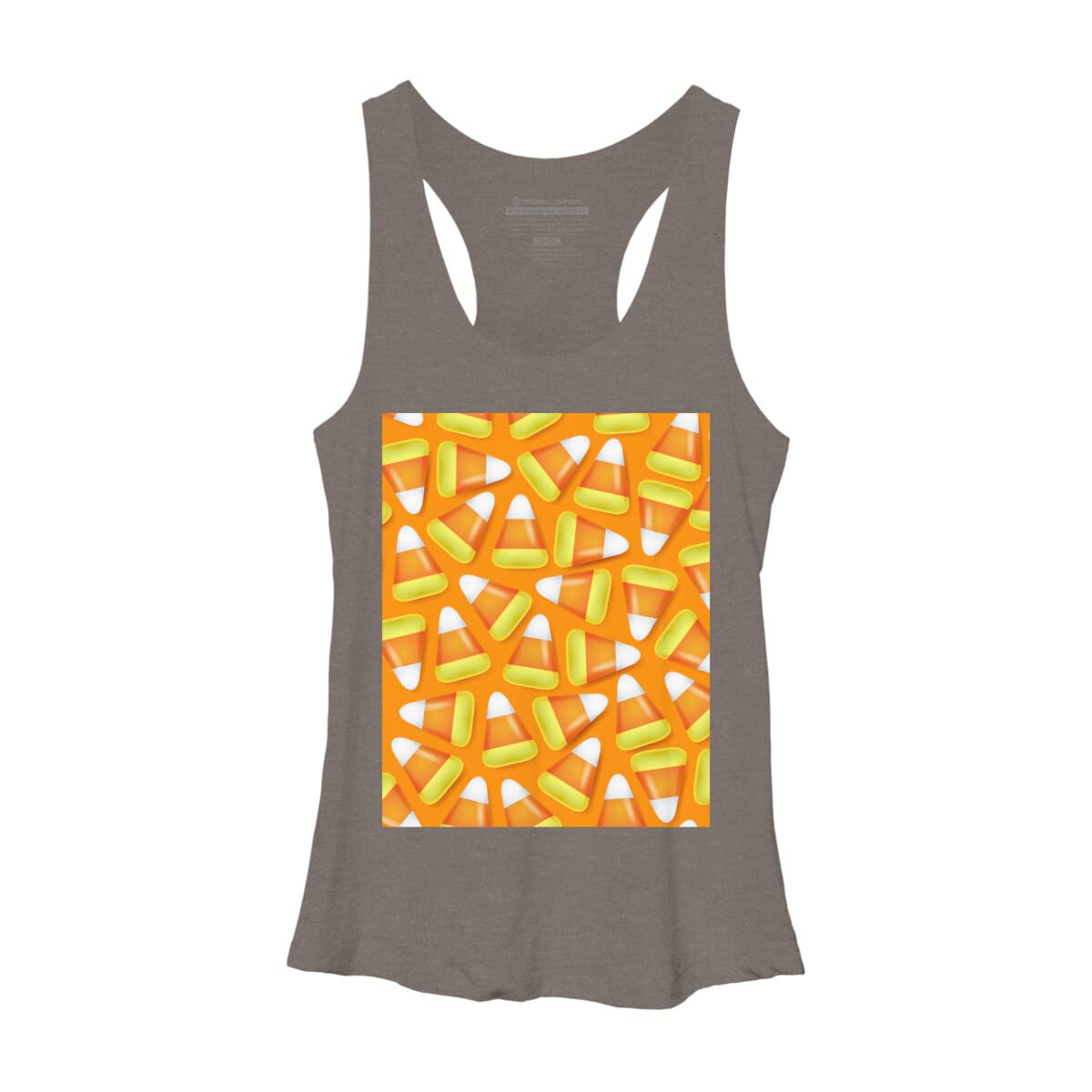 Design By Humans Women's Halloween Candy Corn Racerback Tank Top - Cute Graphic Tee for Costume Parties & Seasonal Fashion