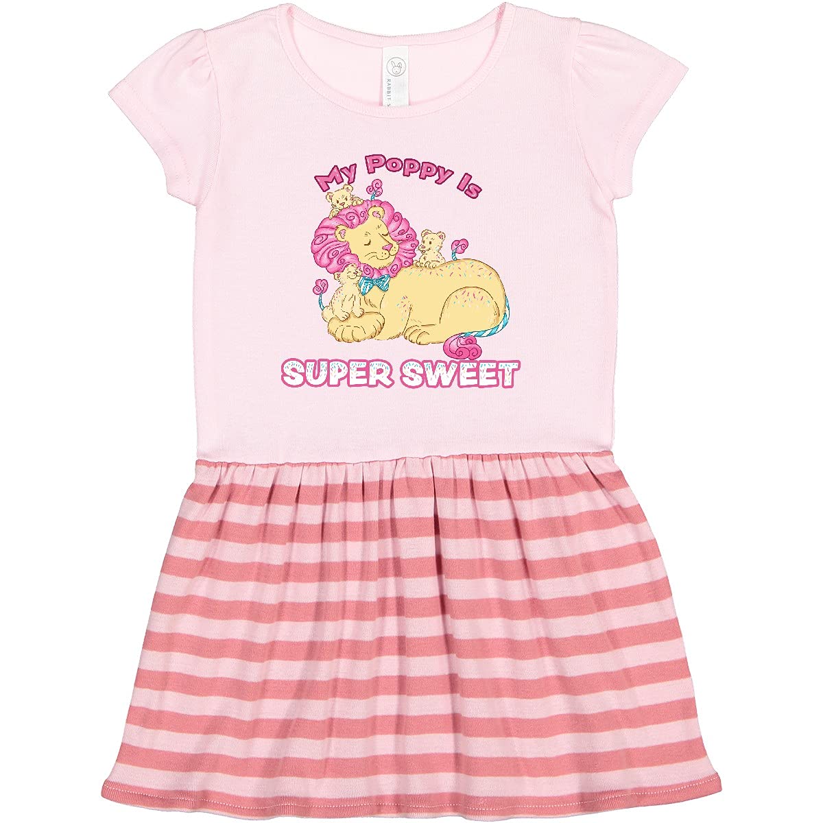 Inktastic My Poppy is Super Sweet Cotton Candy Lions Pink Toddler Dress - Cute Outfit for Girls Birthday Party, Photo Shoot & Casual Wear