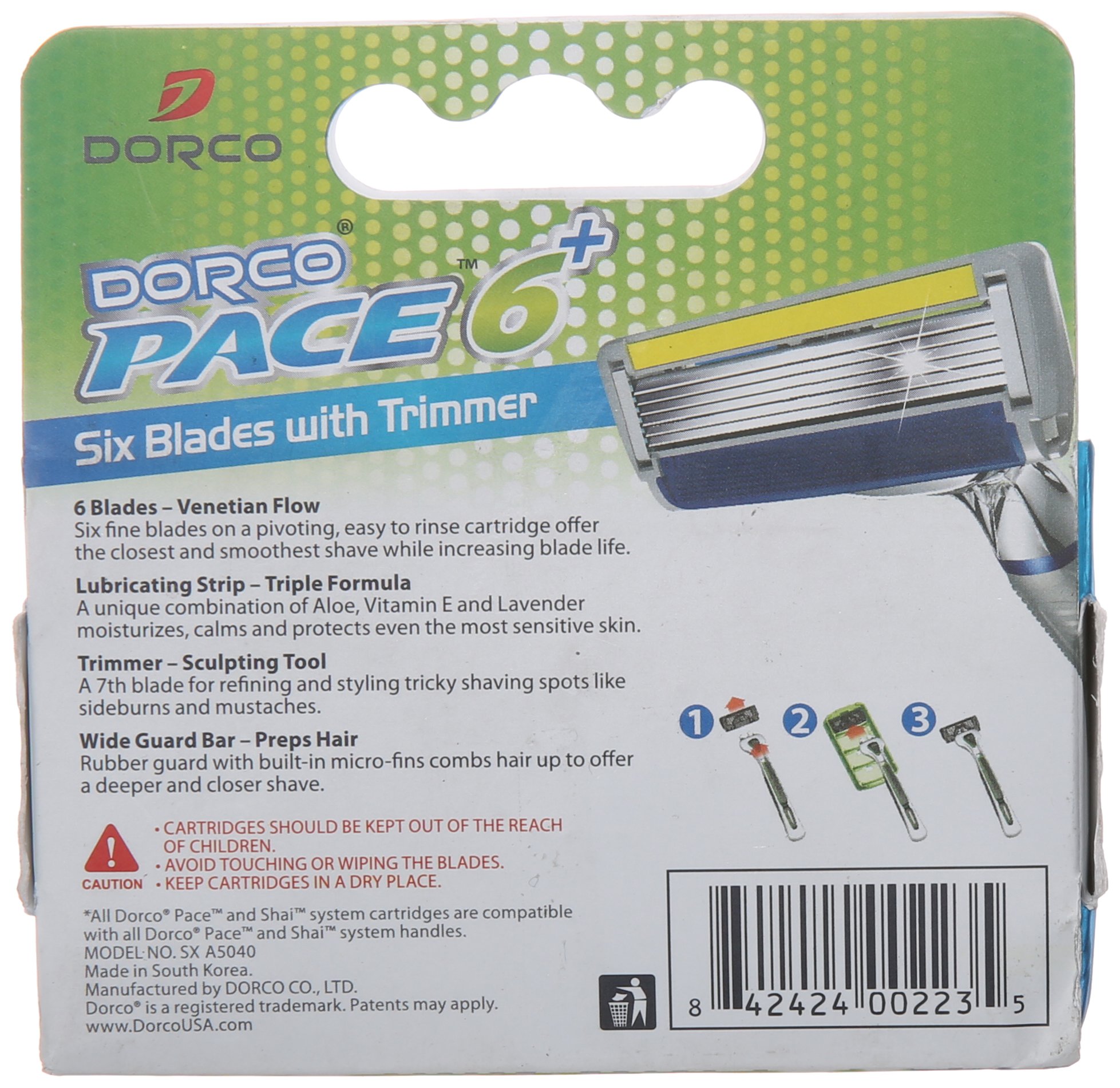 Dorco Pace 6-Blade Razor Refill Cartridges for Men - Ultra Sharp & Smooth Shaving - Perfect for Travel, Gym & Daily Grooming