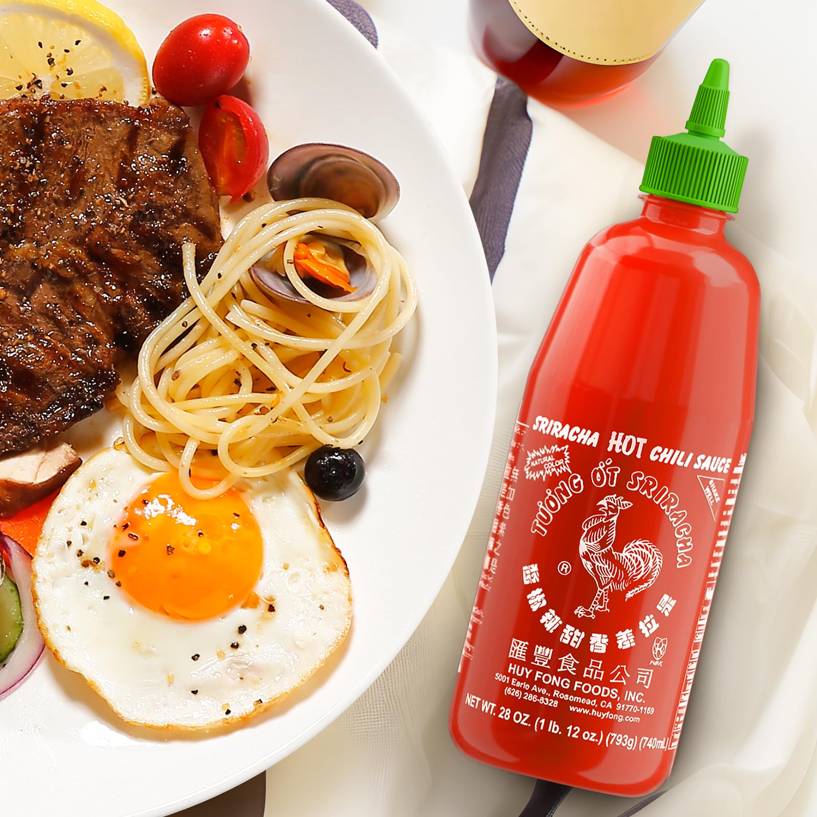 Huy Fong Sriracha Hot Chili Sauce - 28 Oz (Pack of 2) | Original Flavor Spicy Hot Sauce for Asian Cuisine, Hot Dogs, Burgers, Tacos & More | Perfect for Cooking, Dipping & Seasoning