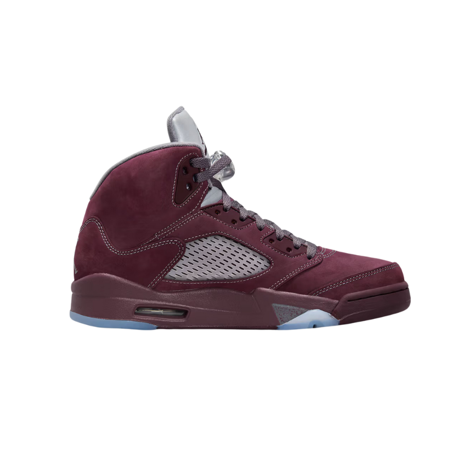 Air Jordan 5 Retro Sneakers - Burgundy & Light Graphite Colorway with Metallic Silver Details | Men's Basketball Shoes for Streetwear & Casual Outfits