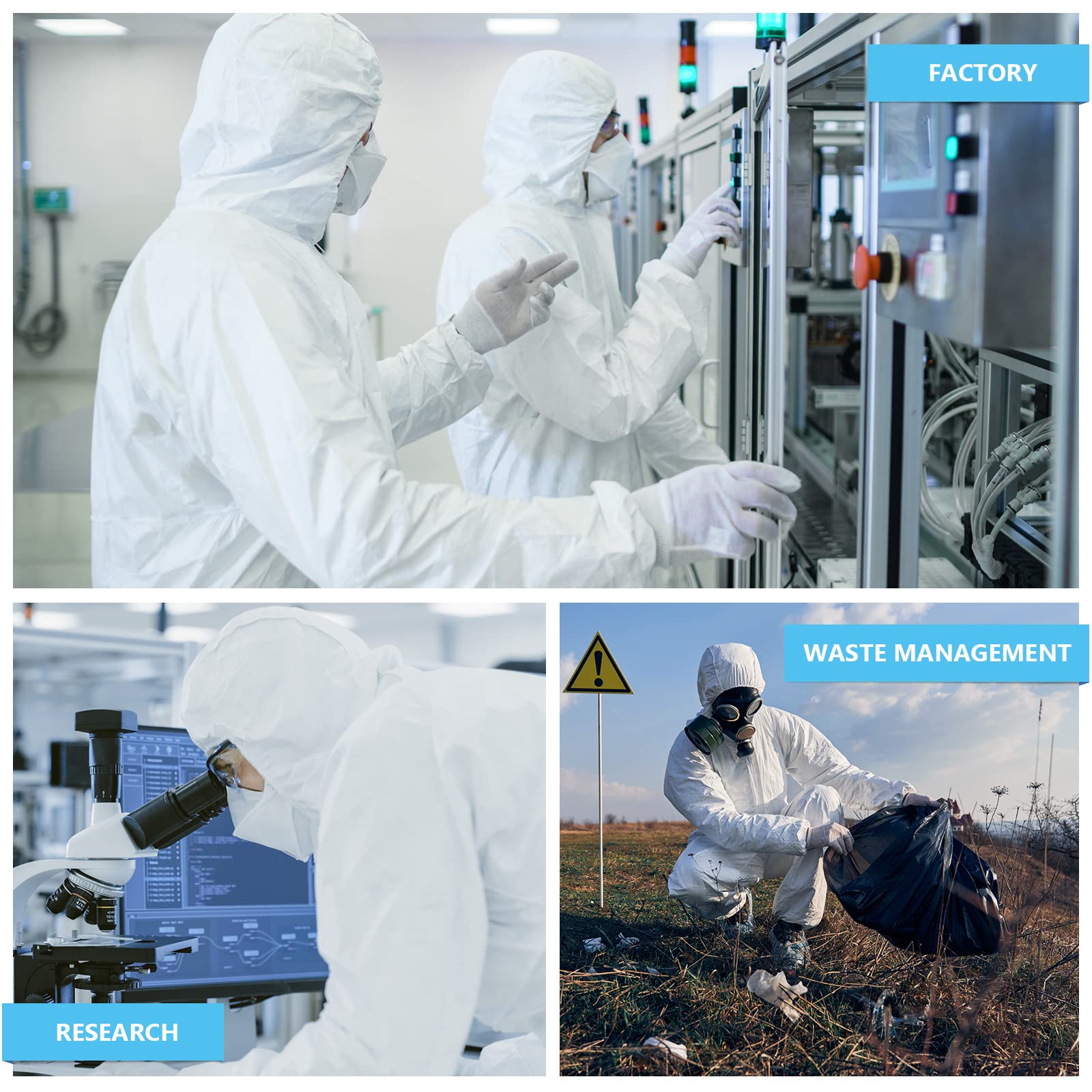 Geiserailie 50 Pack Disposable Protective Coverall with Hood - Heavy Duty Full Body Suit for Men & Women - Ideal for Construction, Painting, Chemical Handling & Industrial Work