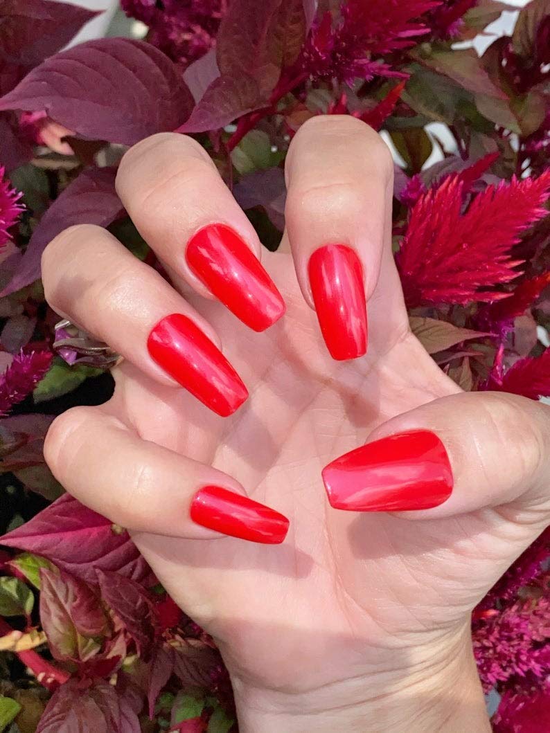 Falling in Love Red Nail Polish - Shimmer Nail Lacquer with Long Lasting Wear, Vegan & Cruelty Free - Perfect for Valentine's Day, Date Night & Special Occasions