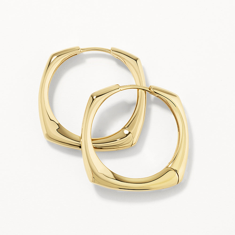 Gold Maxi Square Edge Hoops - Elegant Chunky Statement Earrings for Women | Perfect for Parties, Weddings & Everyday Wear