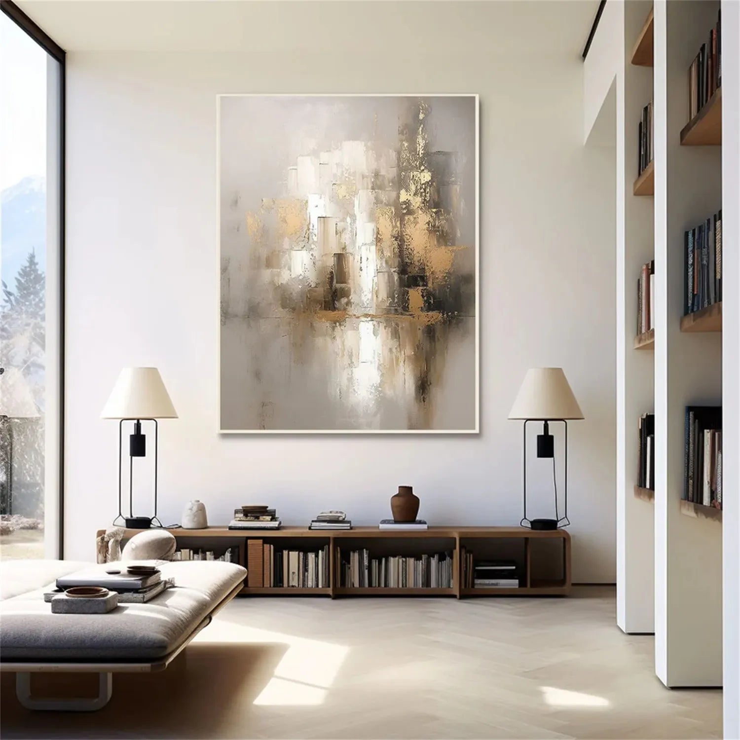 Abstract Painting #AB 260 - Modern Wall Art for Living Room, Bedroom & Office Decor | Large Canvas Artwork for Home & Commercial Spaces