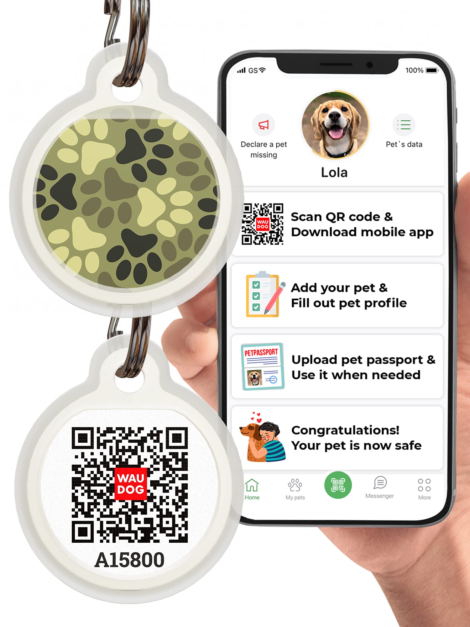 Durable Silicone QR Code Pet ID Tags for Dogs & Cats - Silent Pet Name Tags with Custom Engraving - Waterproof Dog Collar Tags for Puppy & Kitten - Camouflage Design - Perfect for Outdoor Adventures & Daily Walks