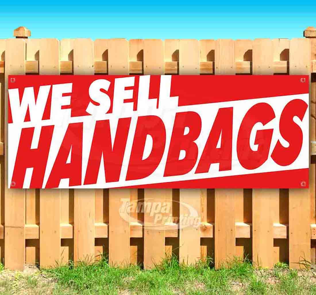 Premium 13 oz Heavy-Duty Vinyl Handbags Banner with Metal Grommets - Single-Sided Durable Store Sign for Retail Displays & Boutique Decor