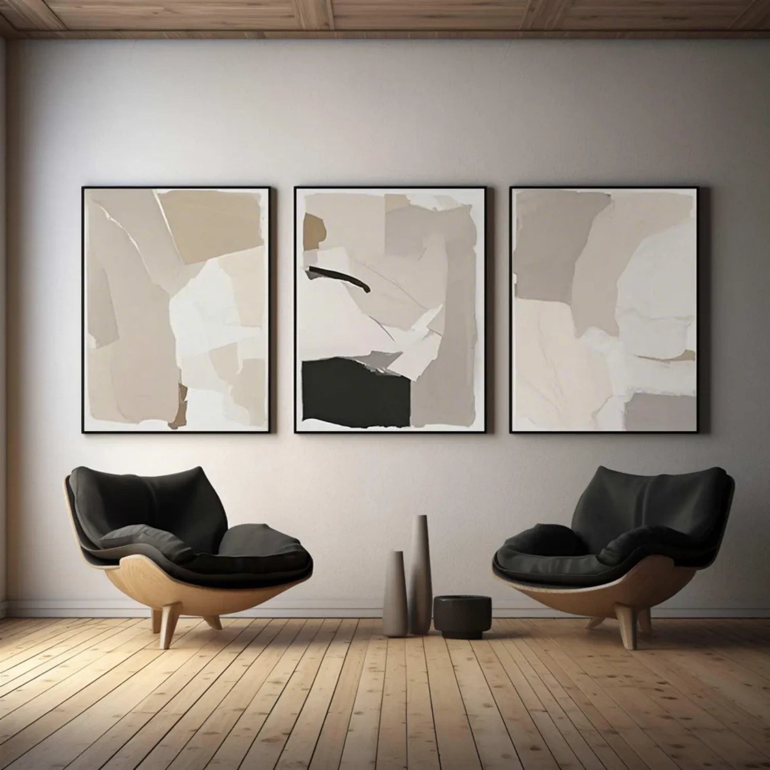 Abstract Tranquility Wall Art Set of 3 - Modern Minimalist Canvas Prints for Living Room, Bedroom & Office Decor - #WS286