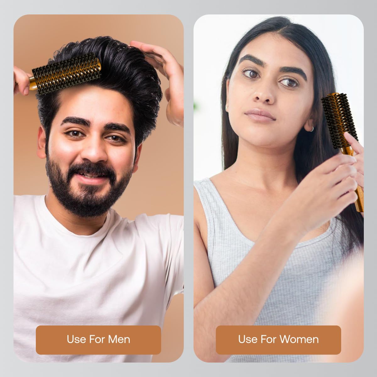 Premium Round Hair Brush Comb for Men & Women - Wooden Handle with Anti-Slip Grip & Natural Bristles | Volumizing, Straightening, Curling & Blow Drying Styling Tool | Perfect for Salon, Home Hair Care & Travel Styling