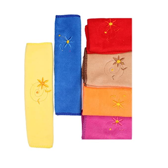 KAVIN Set of 12 Colorful Cotton Face Towels for Women & Girls - Soft Handkerchiefs, Washcloths, Gym Towels (Assorted Colors) | Perfect for Gym, Travel, Makeup Removal & Daily Use