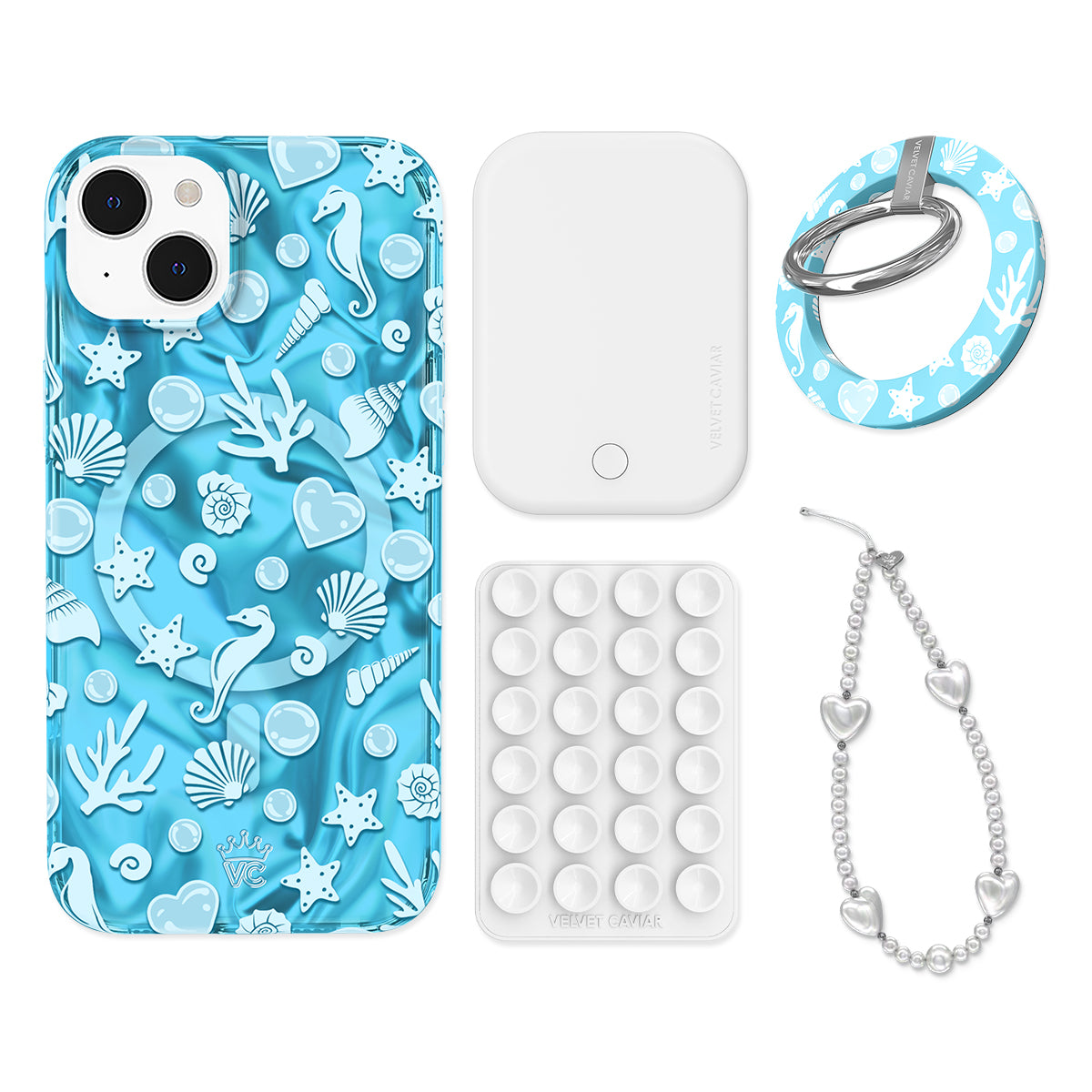 Aquamarine Holographic iPhone Case with Grip - Stylish & Protective Phone Cover for iPhone 13/14/15 - Perfect for Everyday Use, Travel, and Work