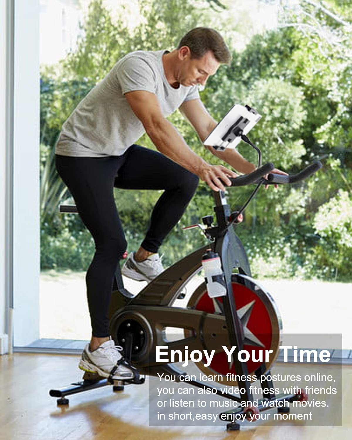 Adjustable Exercise Bike Tablet Holder Mount for 4.7-13