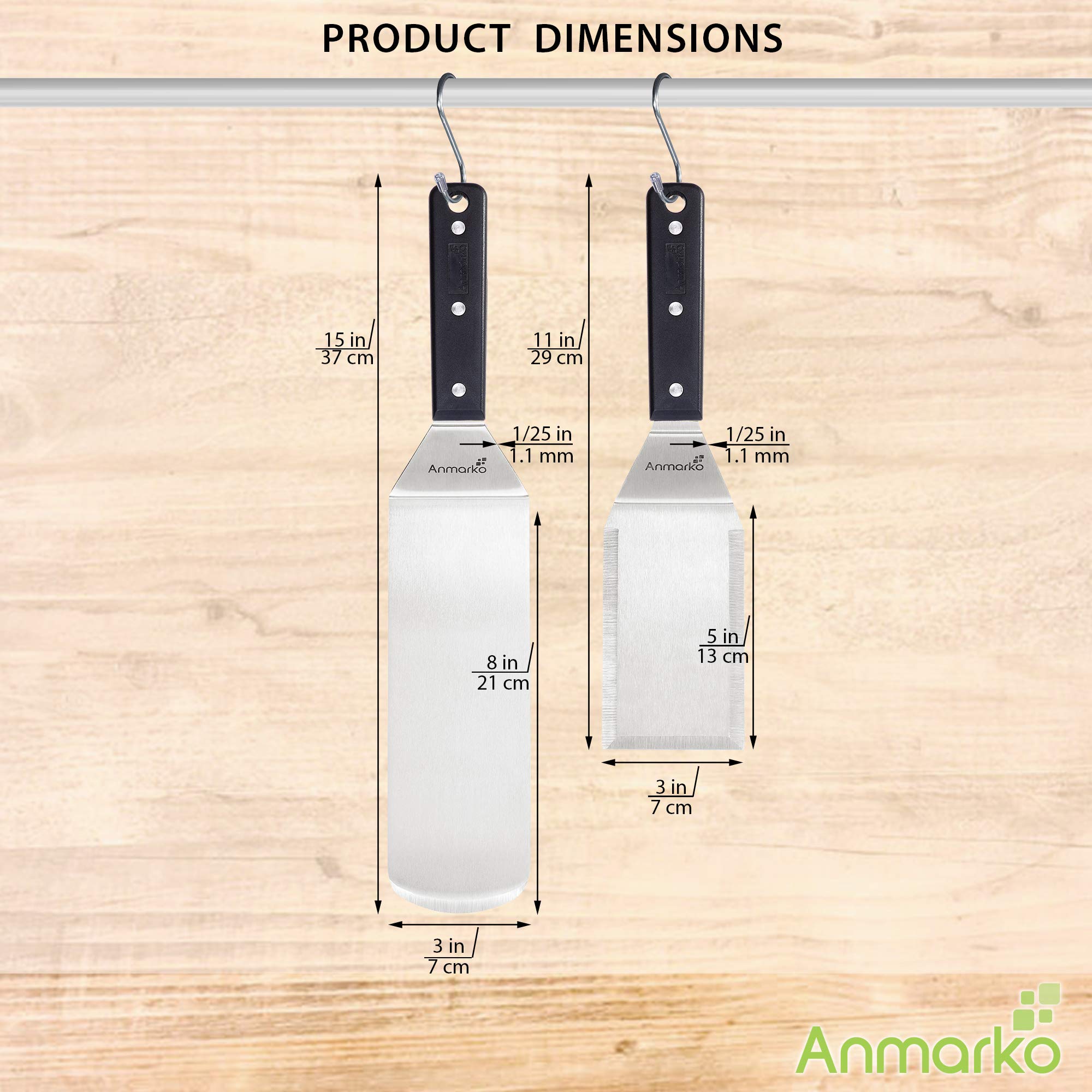 **Stainless Steel Grill Spatula Set – Long Metal BBQ Spatula, Griddle Scraper & Pancake Flipper – Pizza Turner & Offset Spatula – Durable BBQ Utensils for Grilling, Cooking & Outdoor Dining**