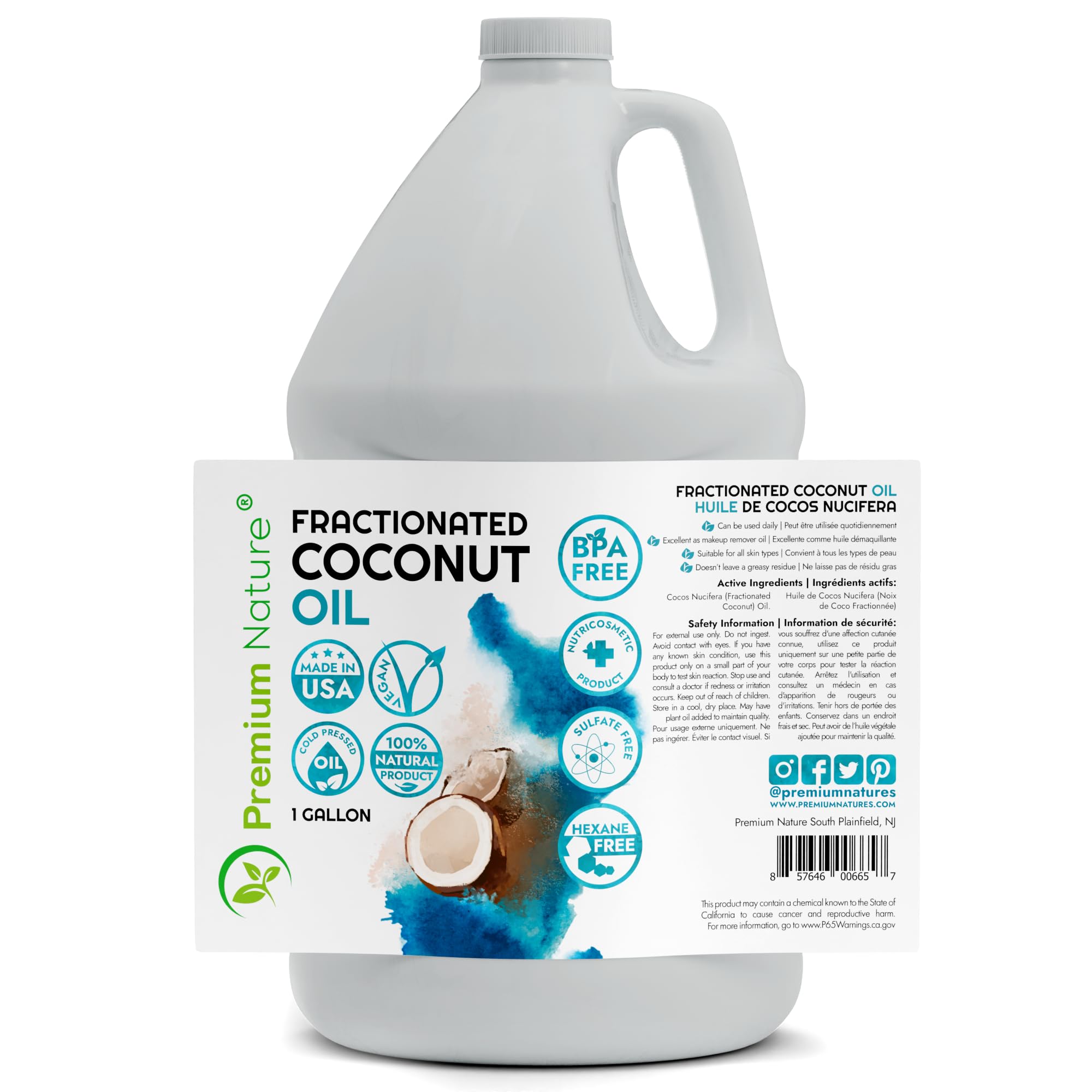**Fractionated Coconut Oil for Massage & Skin Care - Cold Pressed, 100% Pure Carrier Oil for Essential Oils, Hair & Body Moisturizer - Best for Dry Skin, Aromatherapy & DIY Beauty - 1 Gallon (Ideal for Spa, Home Use & Natural Skincare)**