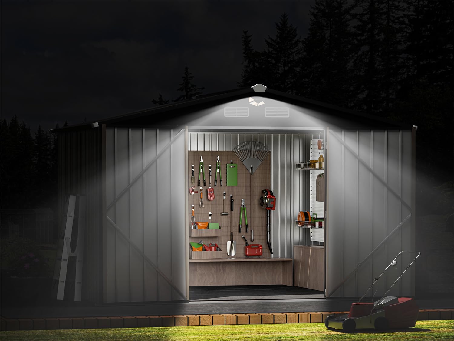 8x6 Metal Storage Shed - Waterproof Outdoor Storage Building with Lockable Doors for Backyard, Garden & Patio Organization | Durable Large Shed for Tools, Equipment & Seasonal Items