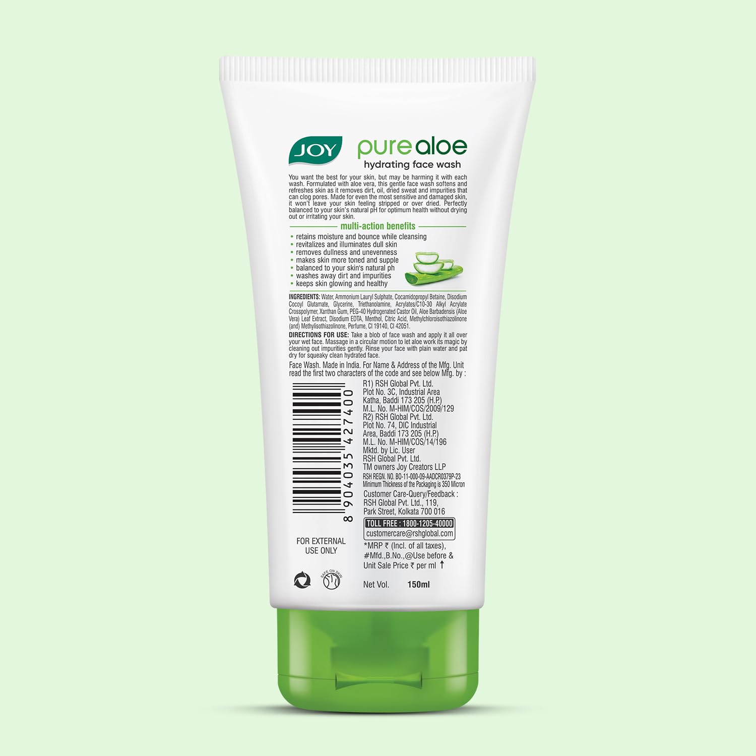 Refreshing Aloe Vera Face Wash for Oily Skin - 150ml Hydrating Gel Cleanser for Summer Skincare