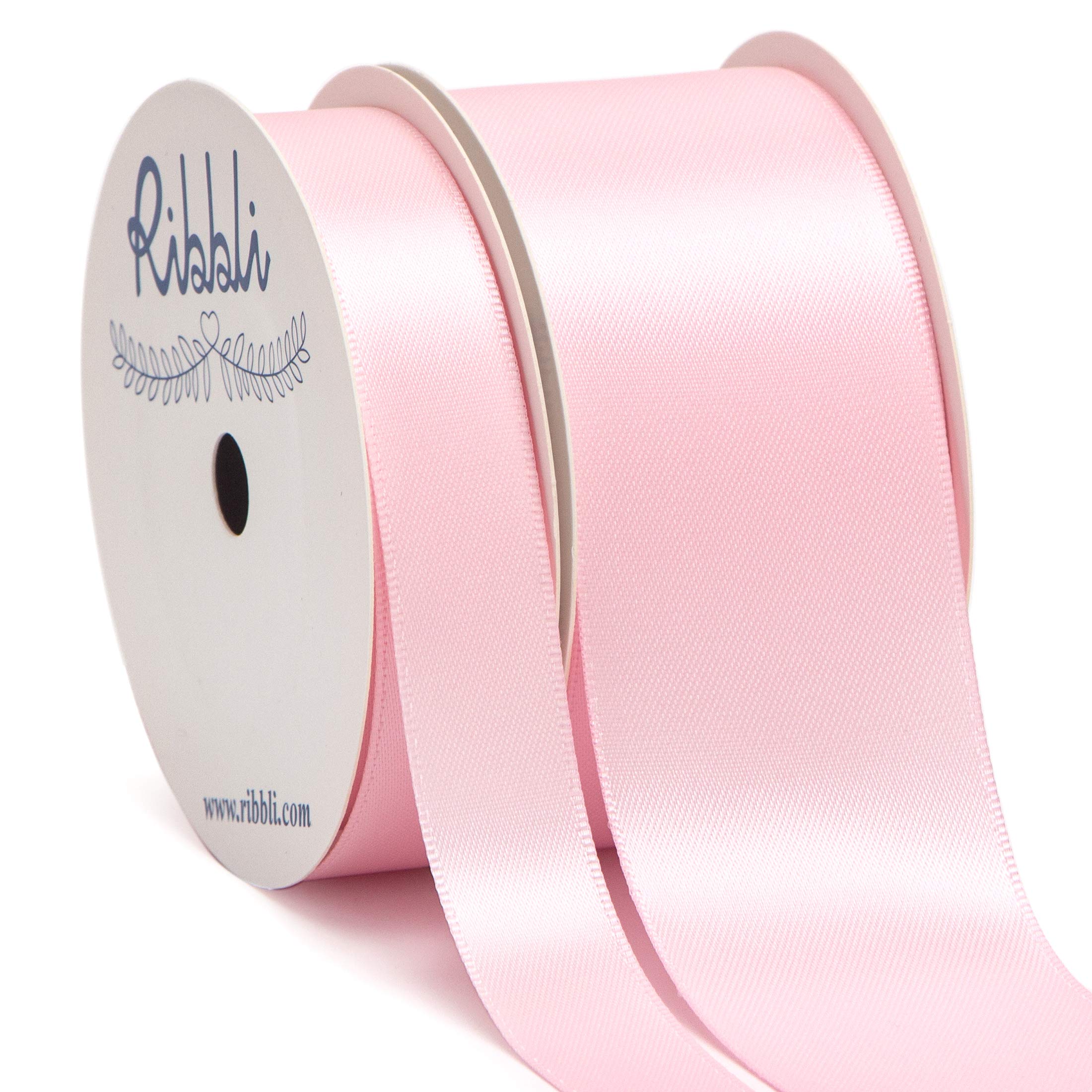 Ribbli 2 Rolls Double Faced Light Pink Satin Ribbon - 5/8 Inch & 1-1/2 Inch x 10 Yards Each (Total 20 Yards) - Perfect for Gift Wrapping, Wedding Bouquets, DIY Crafts, Hair Bows, and Party Decorations