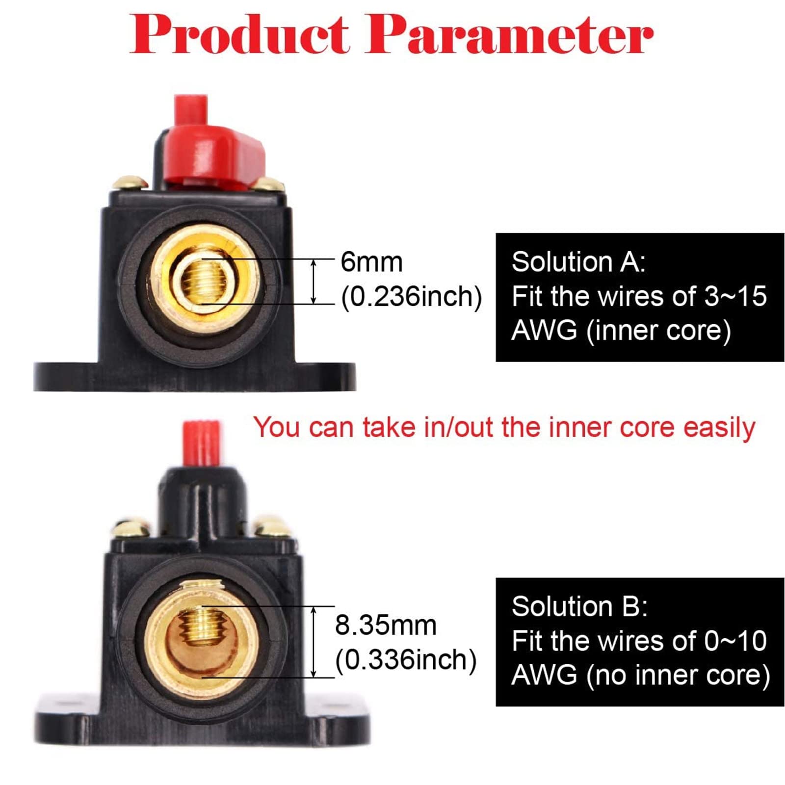 2 Piece 80A 12V Audio Inline Circuit Breaker with Manual Reset - 80 Amp Inline Fuse for 0-8 Gauge Wires - Perfect for Car Audio Systems, Marine Stereo, and Solar Inverter Protection