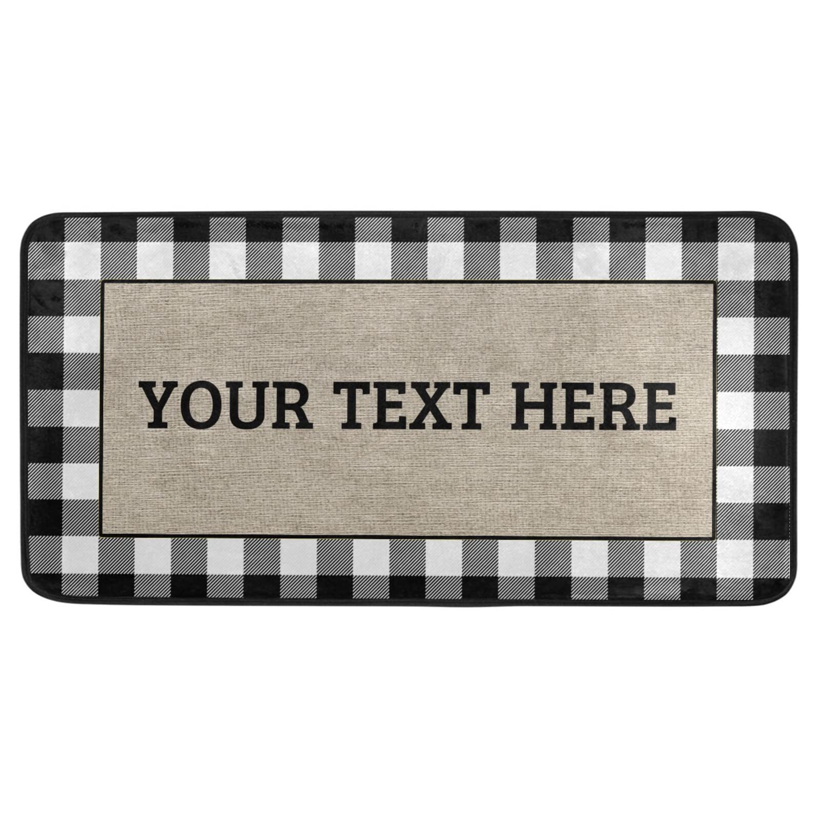 Custom White Buffalo Plaid Kitchen Rugs - Non-Slip Farmhouse Floor Mats, Cushioned & Washable Anti-Fatigue Mats for Kitchen, Laundry & Sink Areas - Personalized Home Decor (39x20 Inches) - Perfect for Farmhouse Style Kitchens, Cozy Laundry Rooms & Comfortable Standing Spaces