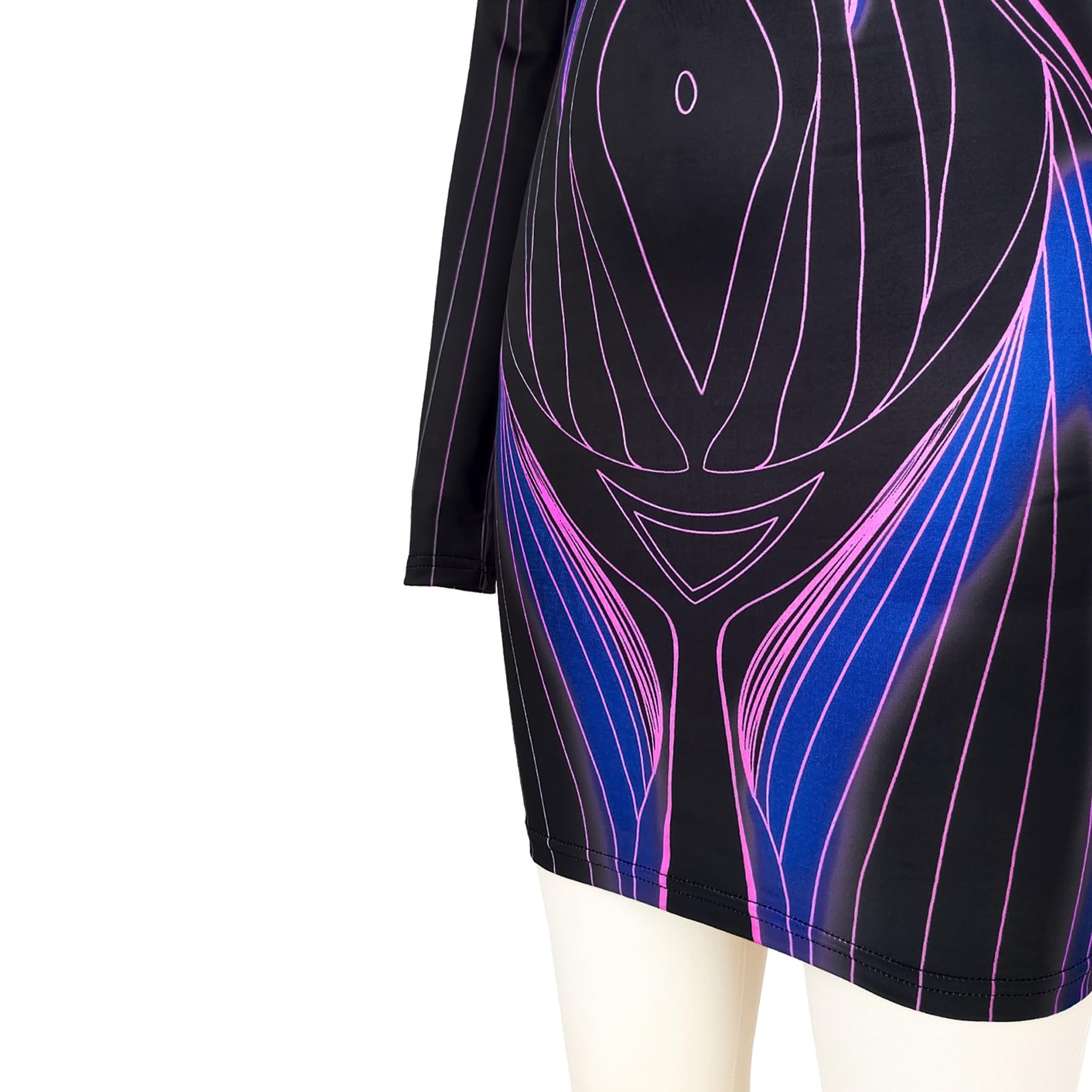 Sexy 3D Body Print Mini Dress for Women - Long Sleeve Bodycon Dress with Unique Body-Shaping Design | Perfect for Night Out, Club Party & Date Night