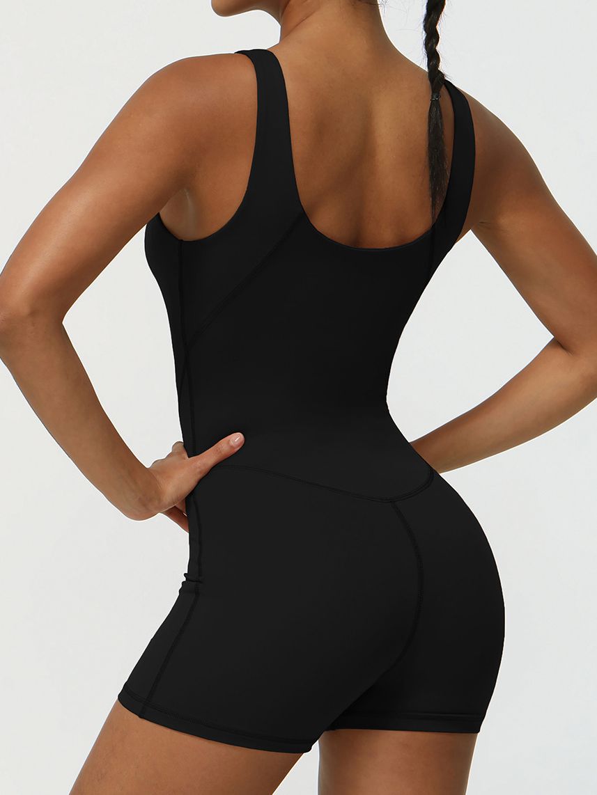 ZASUWA Women's V-Neck High Support Elastic Tight Romper - Comfortable Workout & Yoga Bodysuit for Active Lifestyles