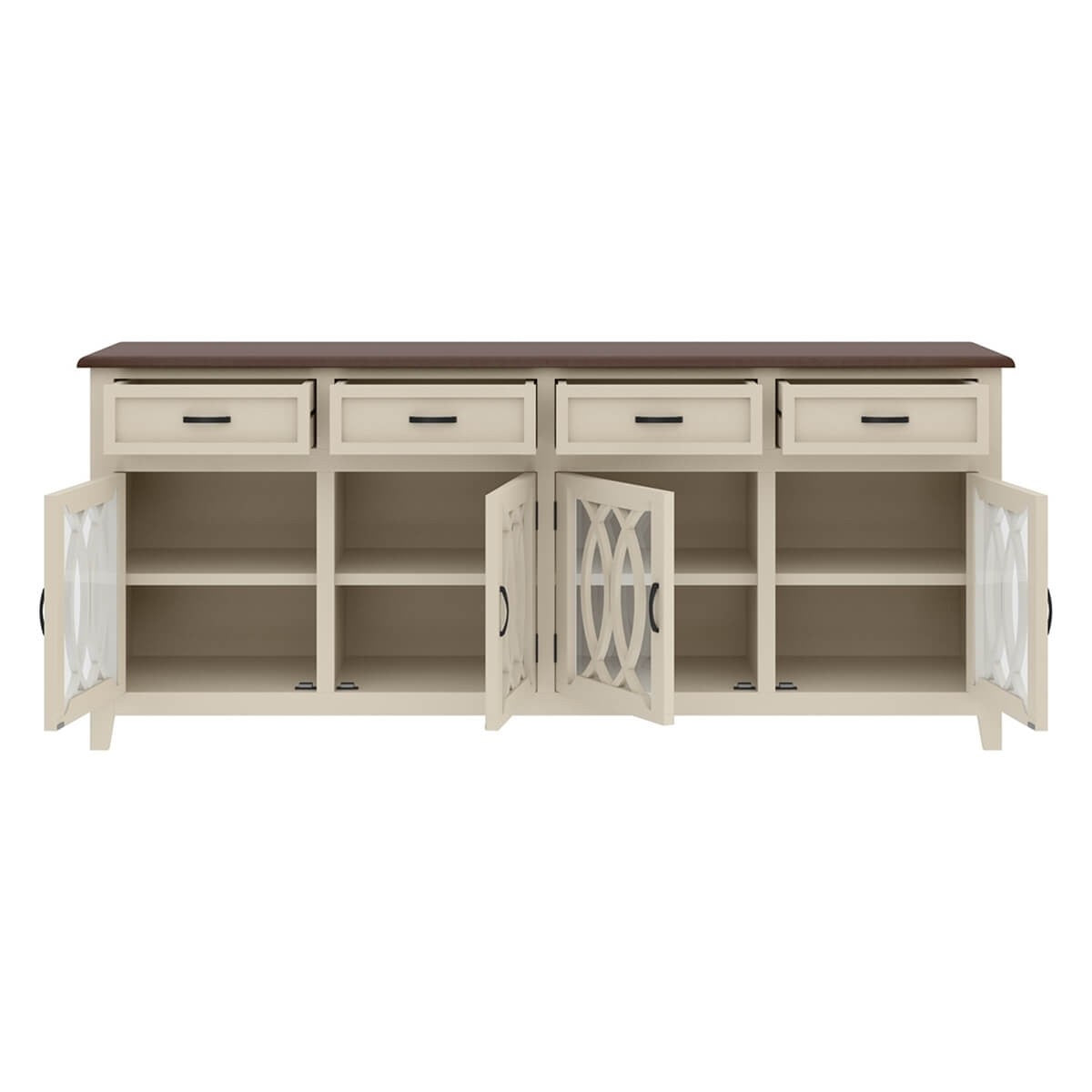 French Arched Indian Solid Wood 4-Drawer Extra Large Long Sideboard Buffet Cabinet - Perfect for Dining Room Storage, Living Room Decor & Entryway Organization
