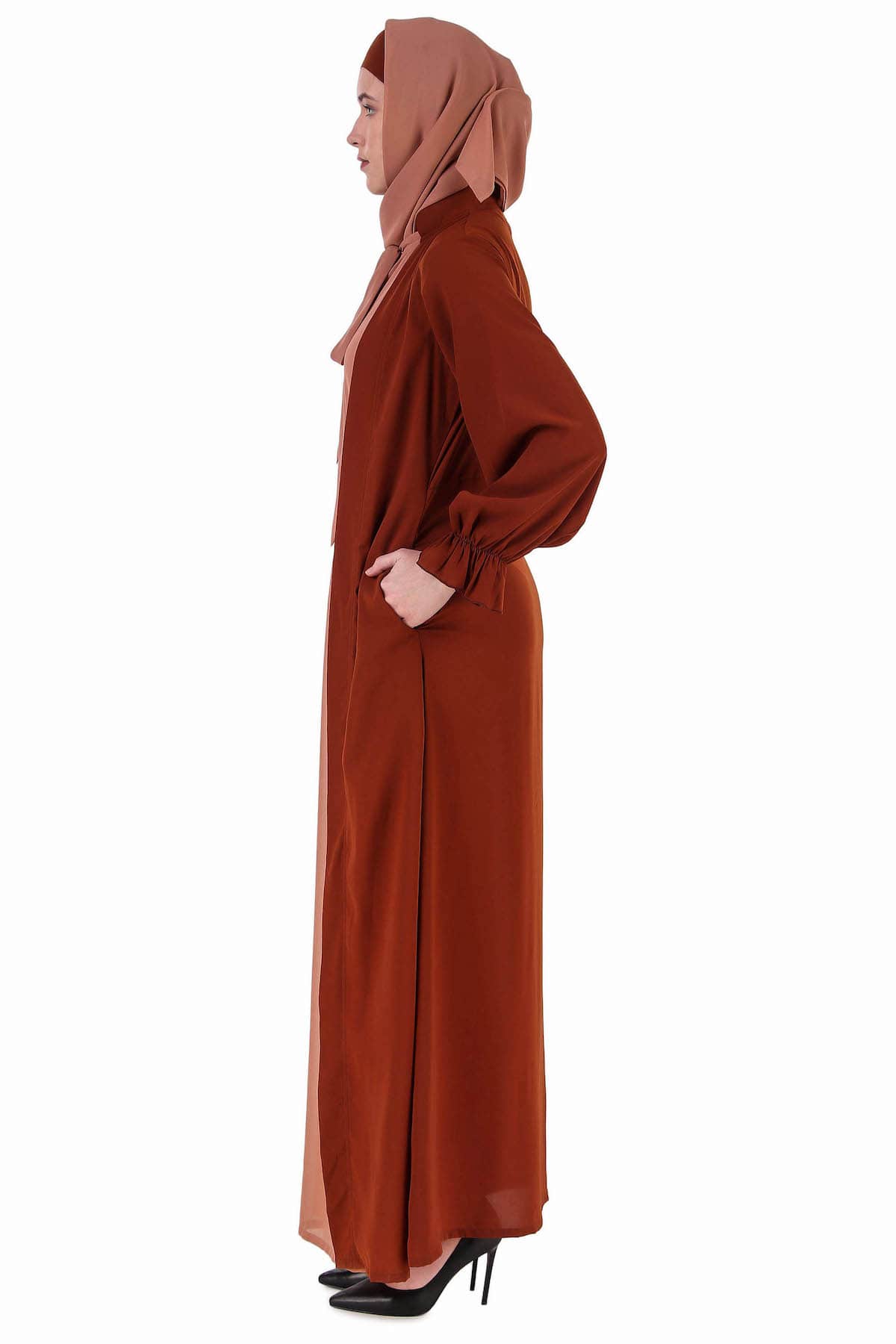 Elegant Dual-Tone Long Shrug Abaya for Women - Modest Islamic Fashion Cover-Up for Prayer, Mosque, and Special Occasions