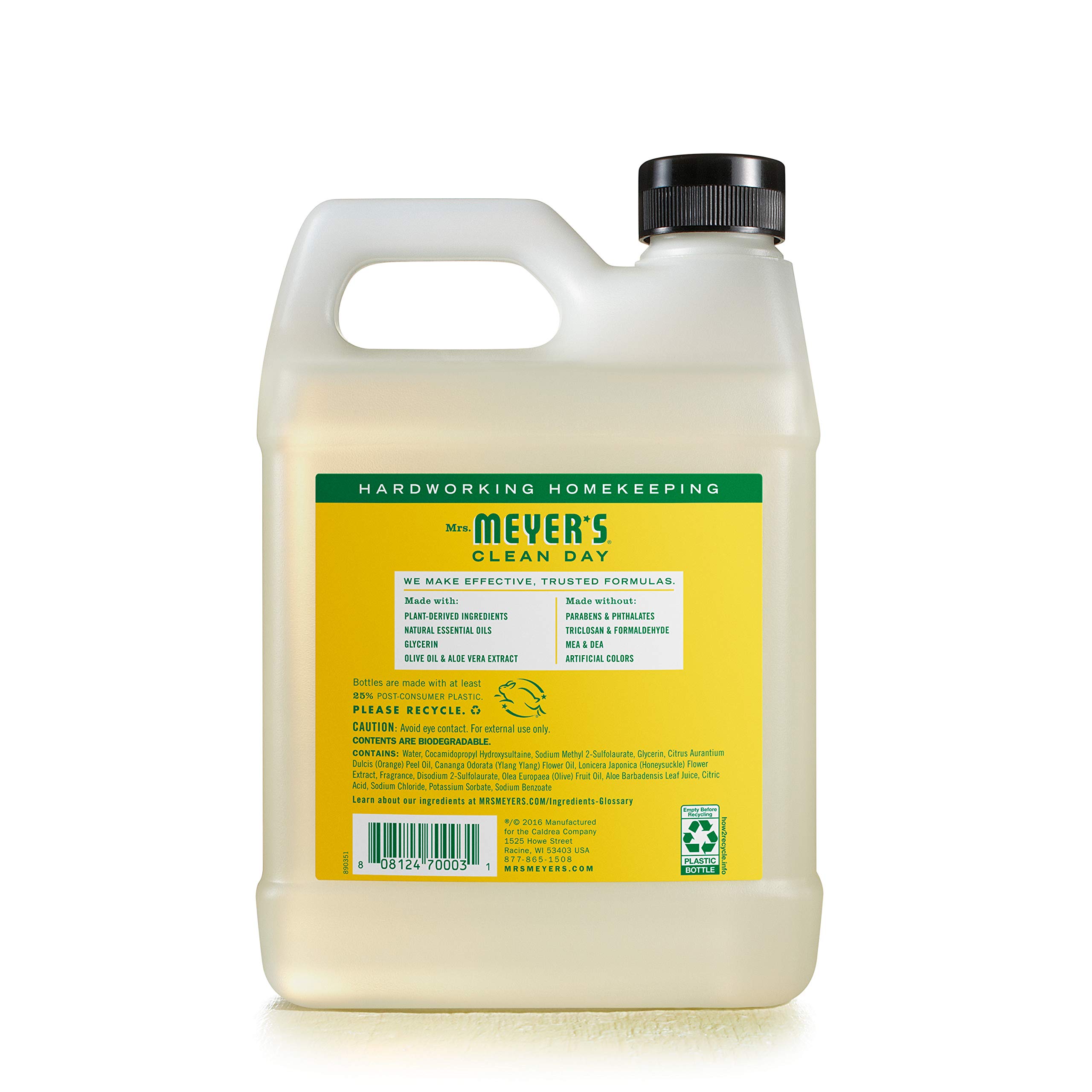 Mrs. Meyer's Clean Day Liquid Hand Soap Refill, 33 oz (975 ml) - Cruelty Free, Biodegradable Hand Wash with Essential Oils, Honeysuckle Scent | Gentle for Daily Use, Kitchen, Bathroom & Office | Vegan, Eco-Friendly Cleaning Solution