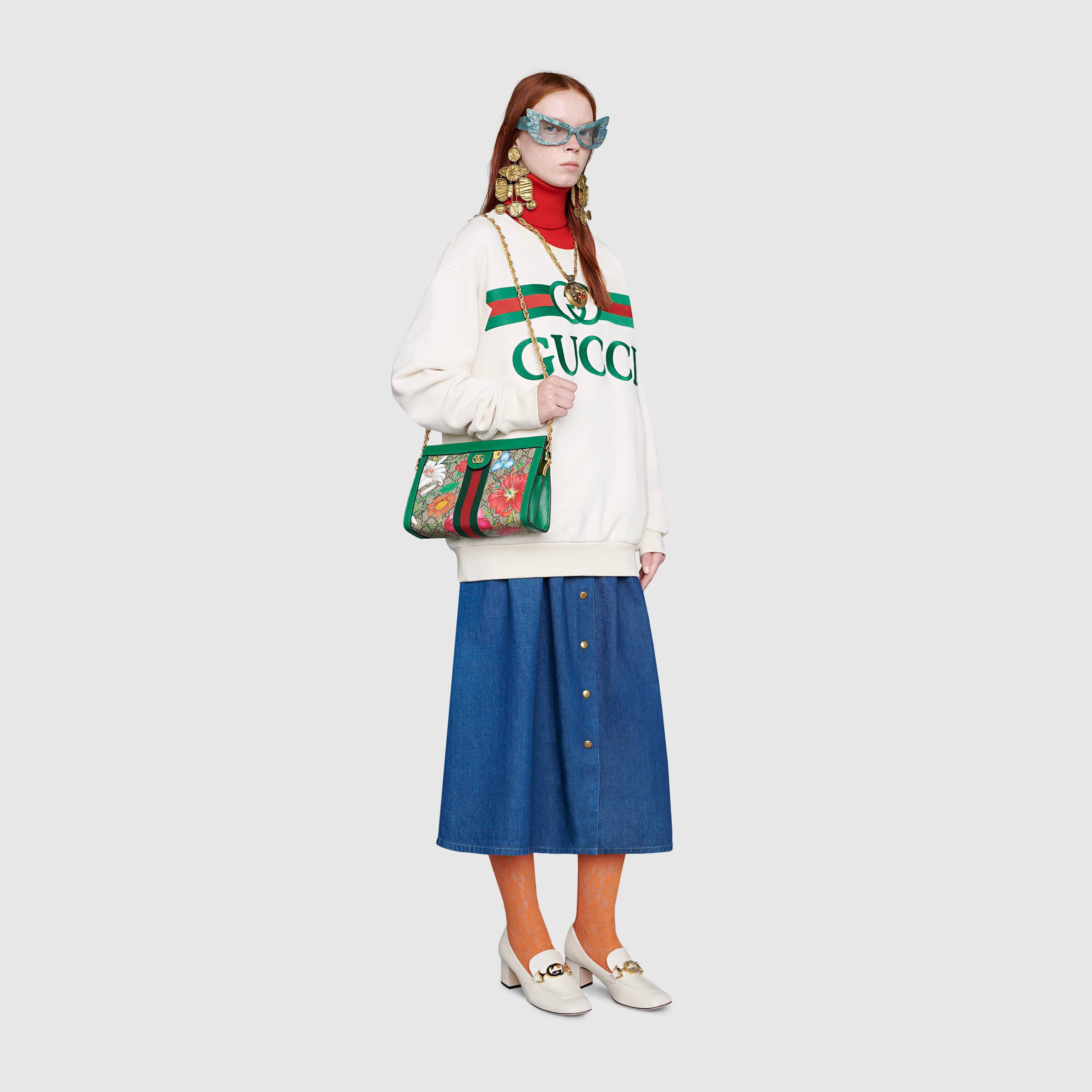 Gucci Ophidia GG Flora Small Shoulder Bag in Green | Luxury Crossbody Bag for Women | Perfect for Date Night, Travel & Everyday Use