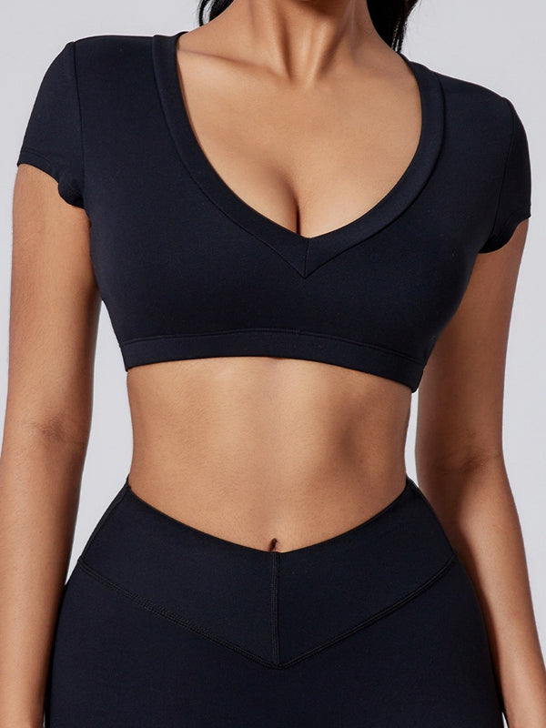 ZASUWA Women's V-Neck Backless Short Sleeve Blouse - Sexy Summer Tops for Party, Date Night & Casual Outfits
