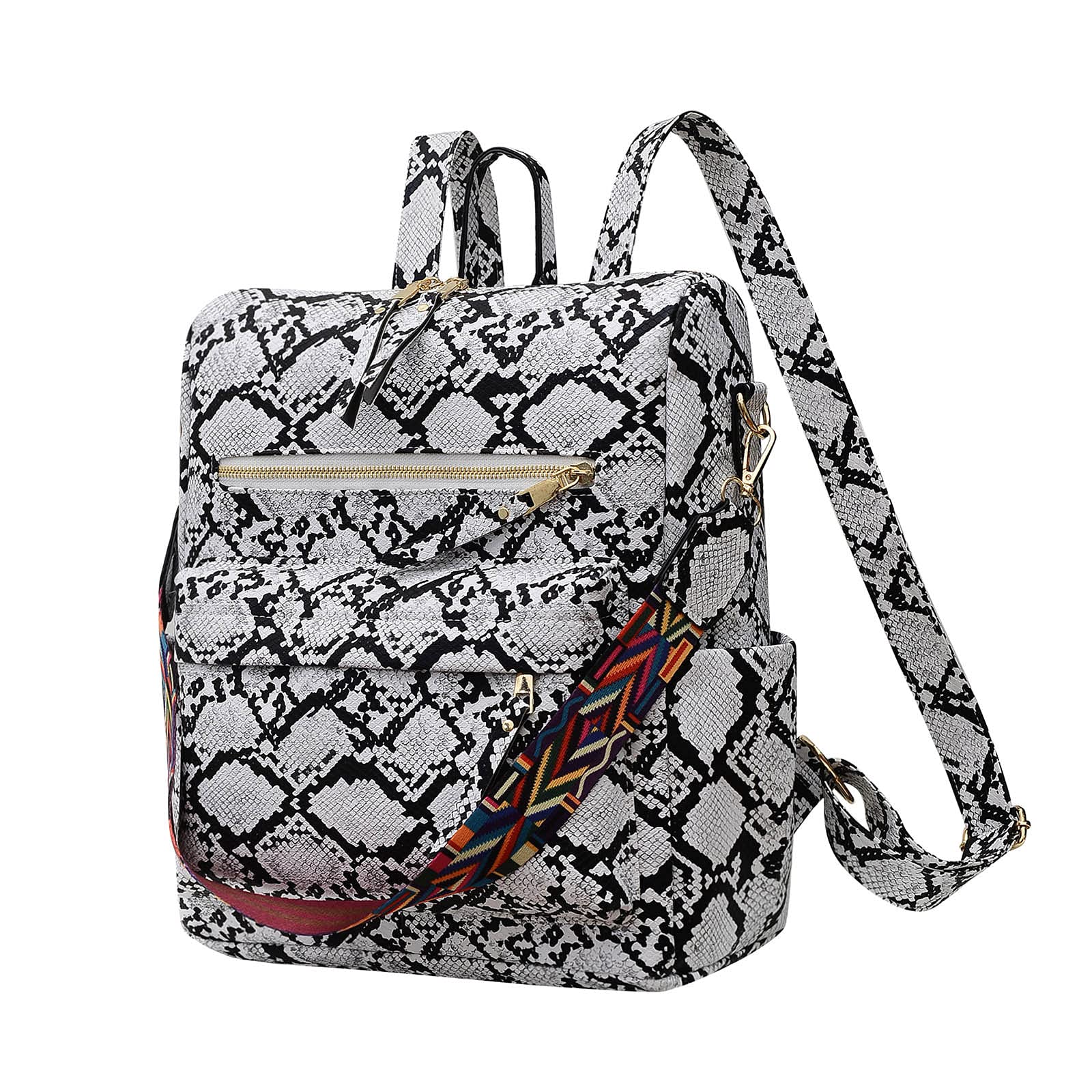 Vintage Embroidered Women's Backpack - Large Capacity 30x15x35cm Retro College Backpack for School, Travel & Work (White) | Cute & Stylish Daypack for Women & Teens