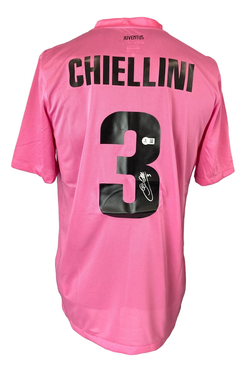 Authentic Giorgio Chiellini Signed Juventus Pink Nike Soccer Jersey - Limited Edition Collectible for Fans & Memorabilia Enthusiasts - Perfect for Display, Gifts, and Sports Memorabilia Collections