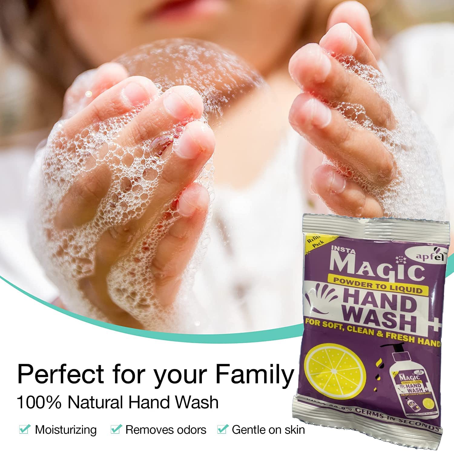 Apfel Insta Magic Hand Wash Powder - 10 Pack Lavender Scented - 100% Stronger Germ Protection - Travel Size (90g, Makes 2 Litres) - Perfect for Camping, Travel & Office Use