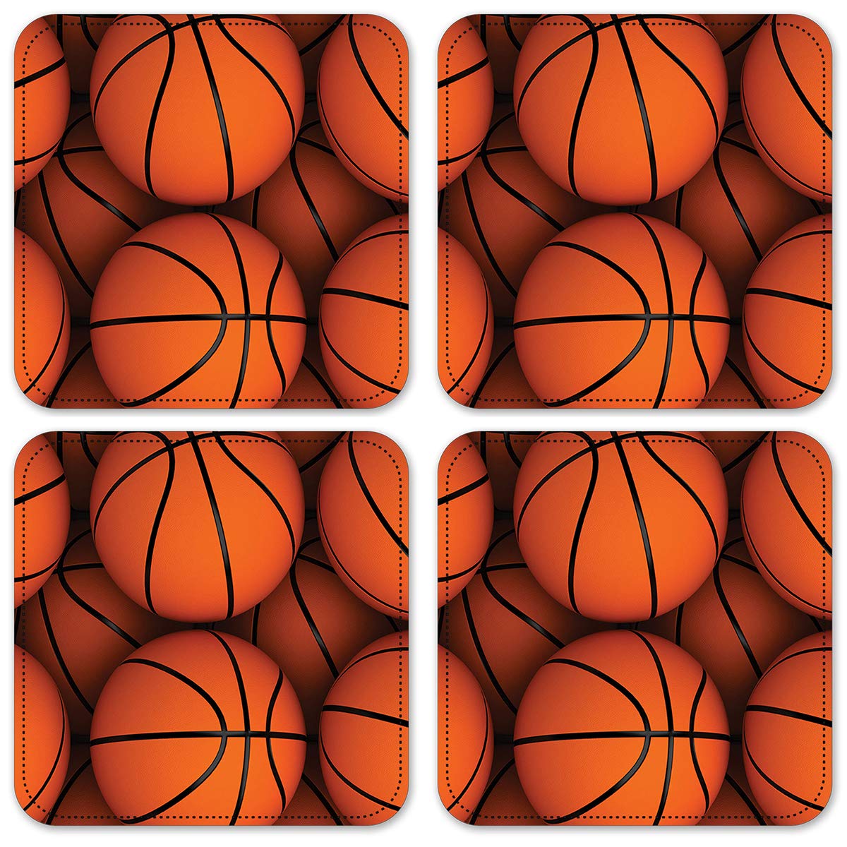 Basketball Vinyl Coasters Set of 4 - Perfect for Game Nights