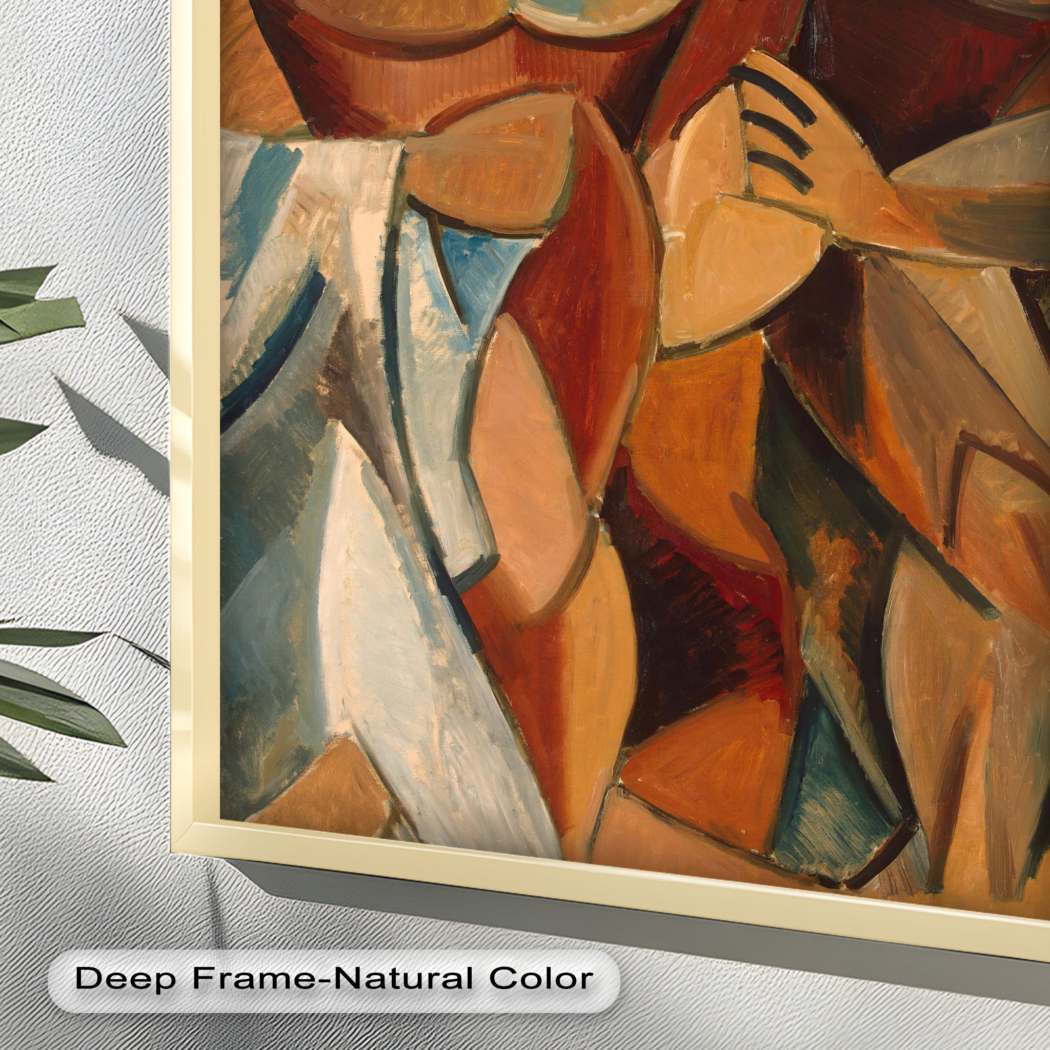 Abstract Earth Tone Picasso Oil Painting - Modern Art Wall Decor for Living Room, Office & Bedroom