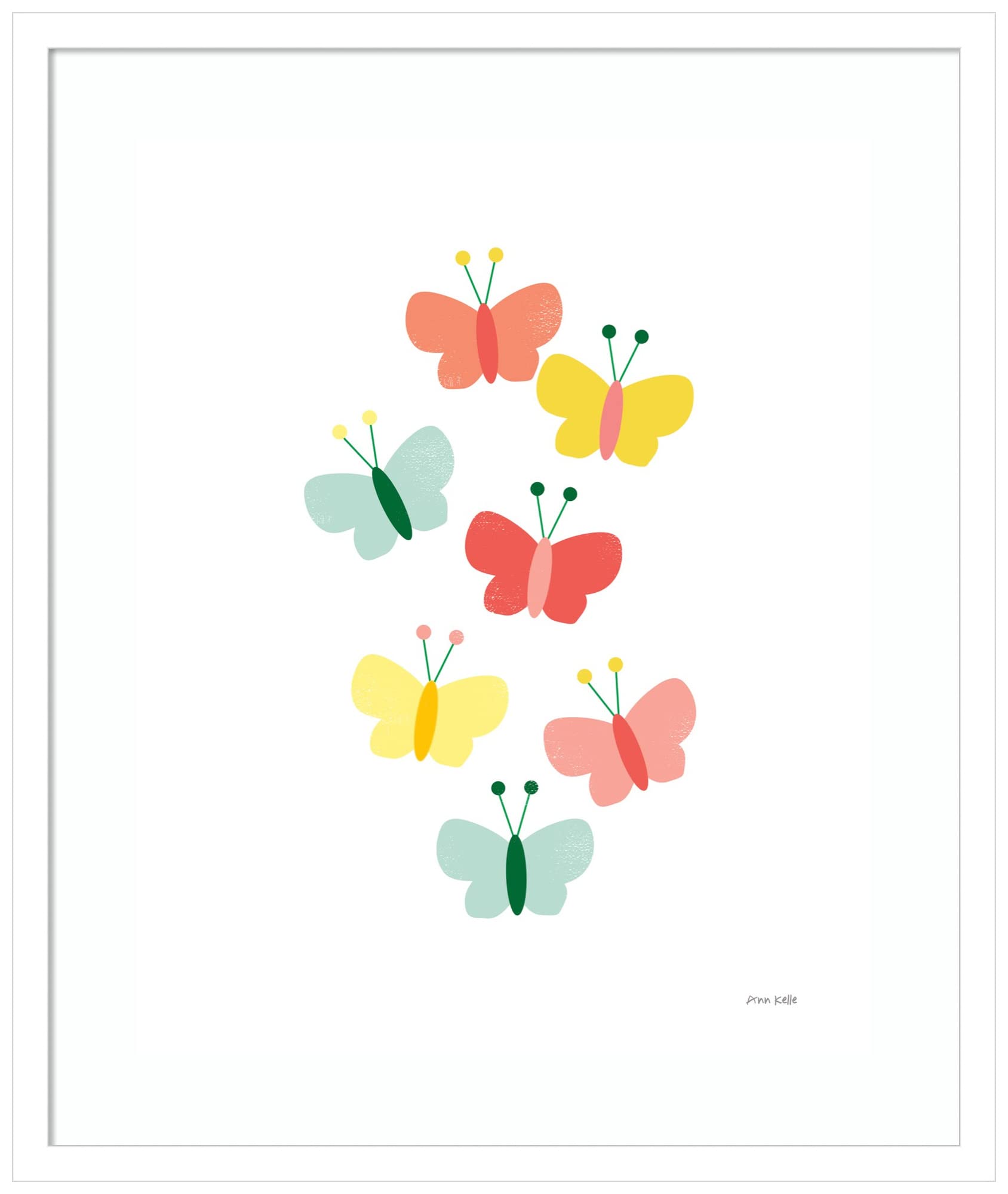Amanti Art Framed Wall Art Print 25x21 Butterfly Friends by Ann Kelle - Whimsical Animal Wall Decor for Living Room, Bedroom, Bathroom, Kitchen & Office - Perfect for Home, Nursery & Workspace Decorations
