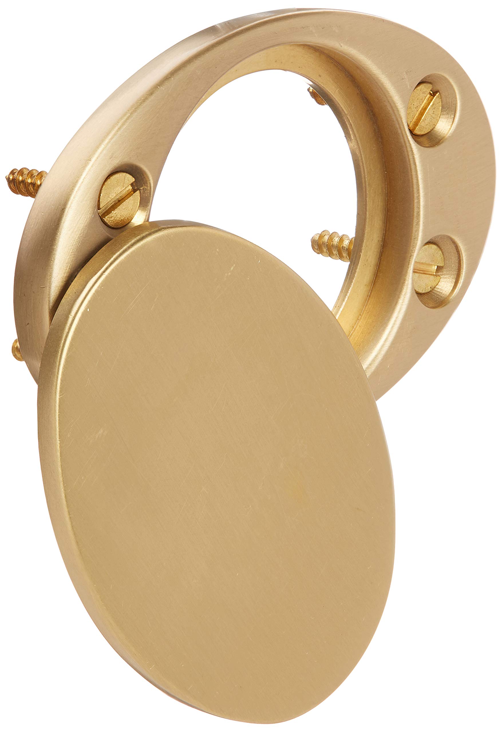 Vintage Brass Baldwin 6755 Oval Cylinder Lock Cover Plate - Secure & Stylish Door Hardware for Home & Office