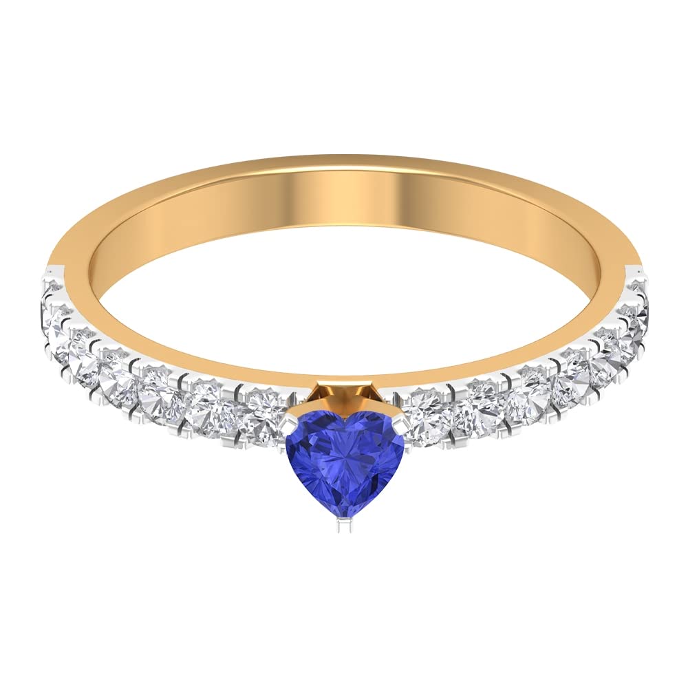 1.25 CT Heart-Shaped Tanzanite & Diamond Solitaire Ring in 14K Two-Tone Gold | Blue Tanzanite Engagement Ring for Women | Perfect for Proposals, Anniversaries & Special Occasions