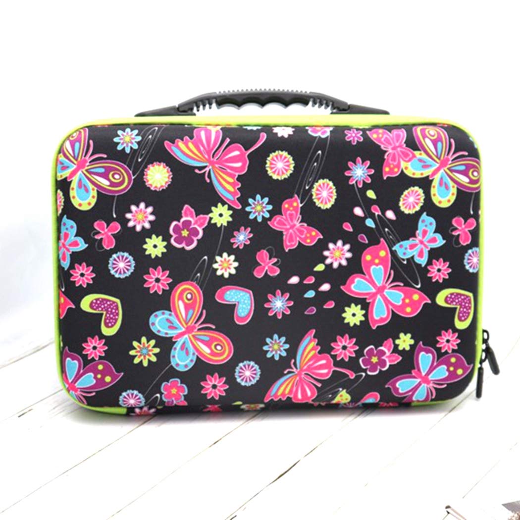 SOWUNO 60 Grids Essential Oil Carrying Case - Butterfly Design Essential Oil Organizer for 0.34oz Bottles - Perfect for Aromatherapy, Travel & Home Storage
