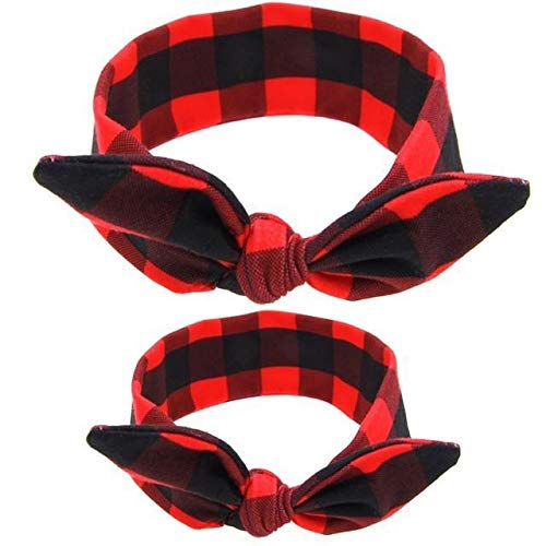 Shimmer Anna Shine Mommy and Me Matching Headbands - Stretchy Cotton Spandex Blend Hair Accessories for Women & Kids (Black/Red) - Perfect for Family Photos, Holidays & Special Occasions