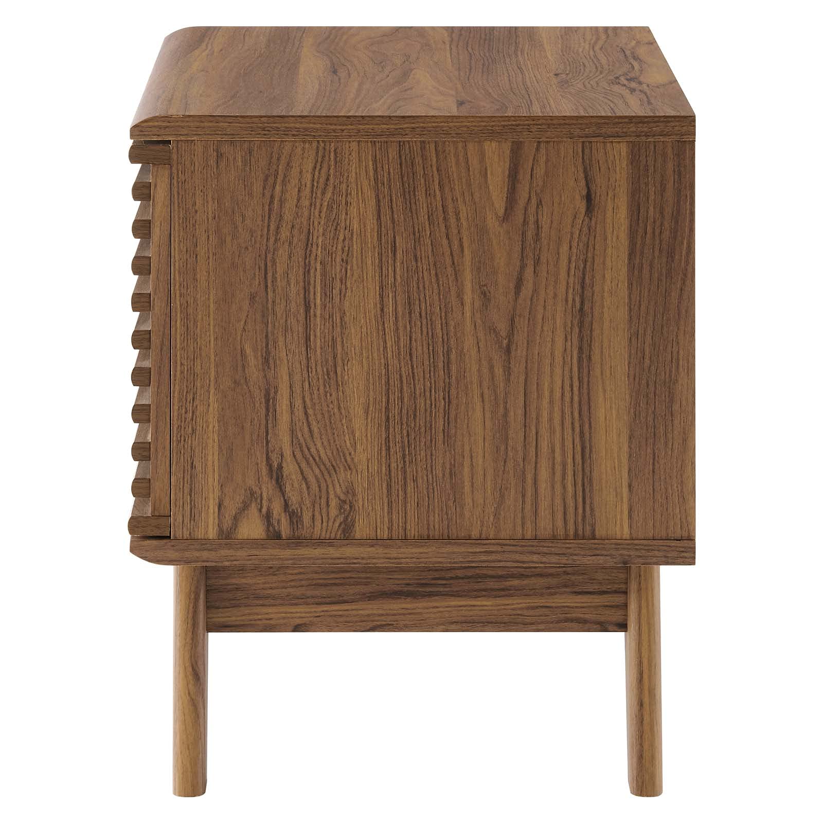 Modern Brown Walnut Wood Sofa Side Table Display Stand - Contemporary End Table for Living Room, Lounge, Hotel & Hospitality Decor