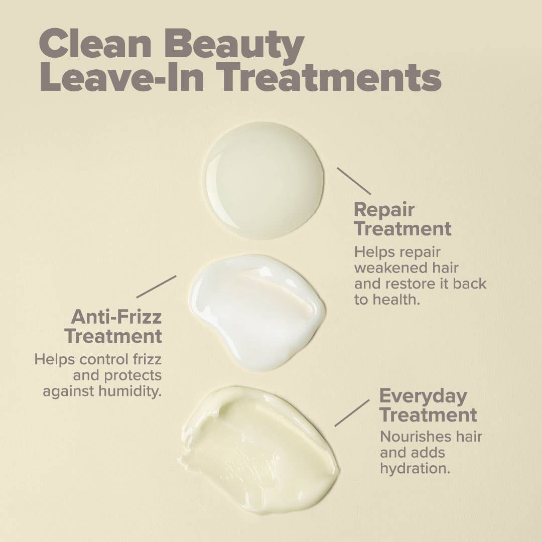 Clean Beauty Anti-Frizz Leave-In Hair Treatment - Hydrates & Smooths for Frizz-Free, Shiny Hair | Perfect for Dry, Damaged & Curly Hair Types